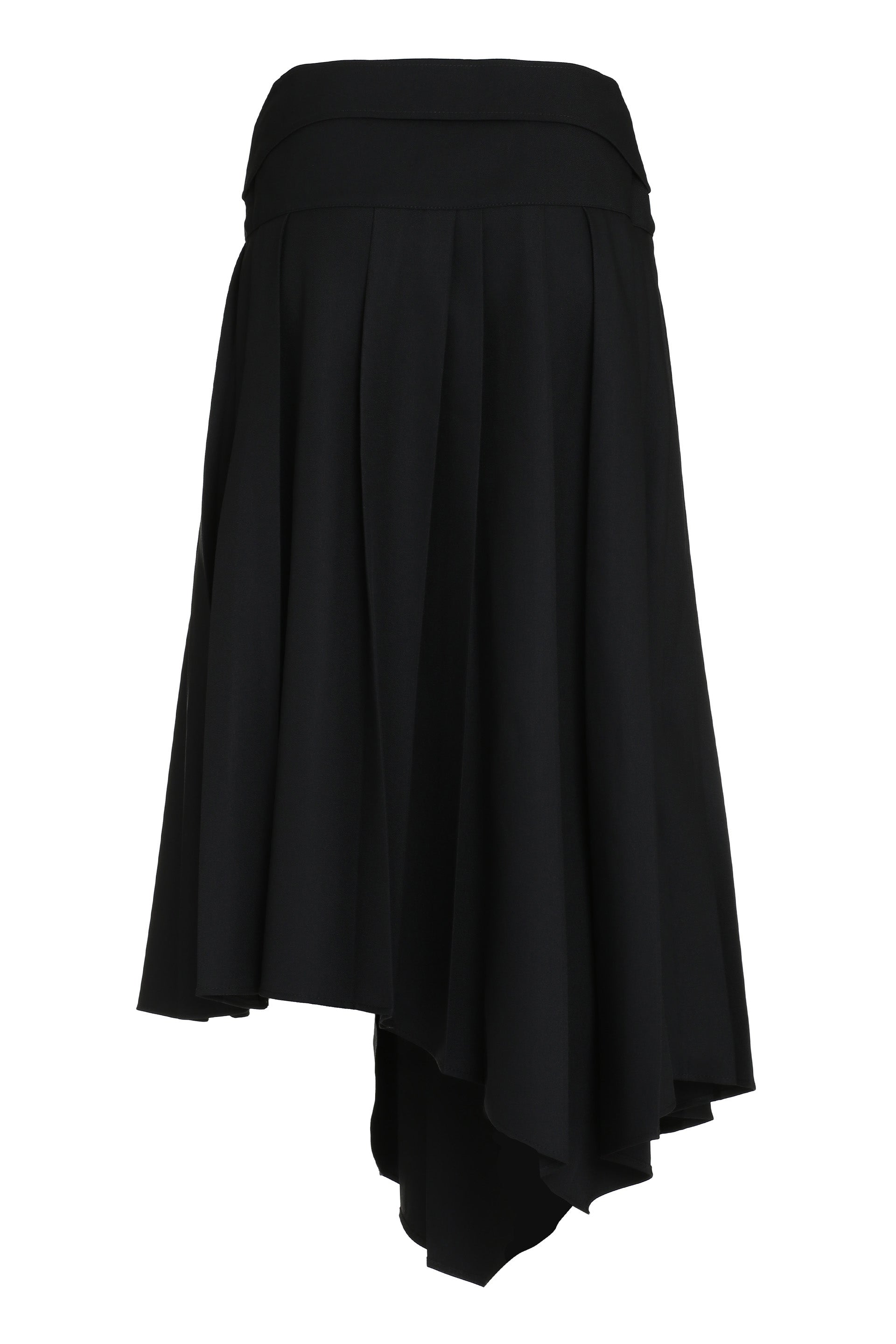 Pleated asymmetrical skirt