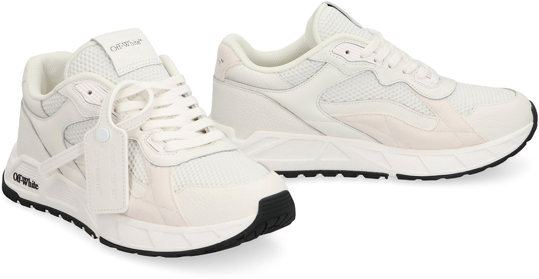 Kick Off leather and mesh sneakers