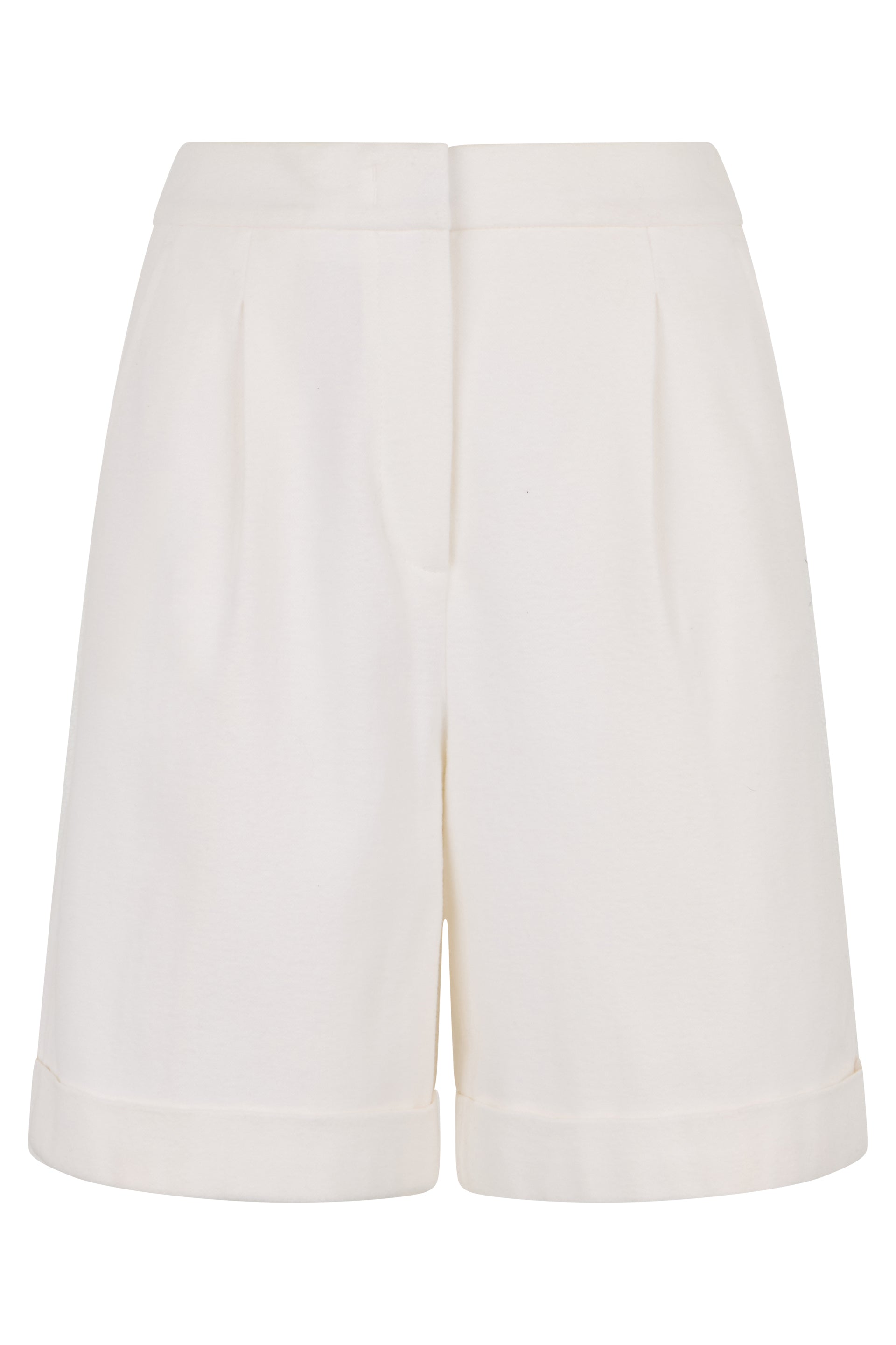 White high-waisted shorts with a minimal and elegant design.