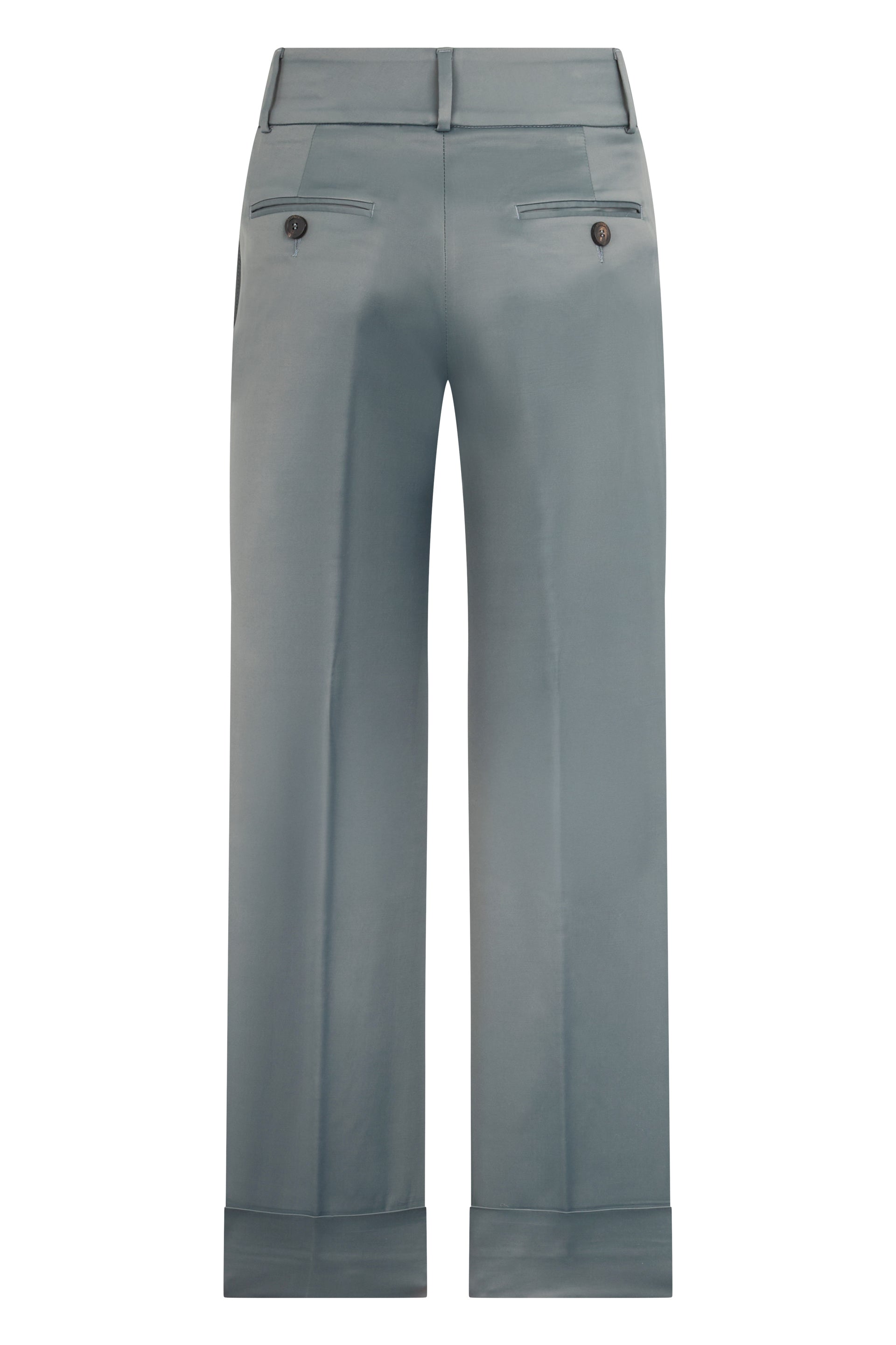 Loose gray trousers with a high waist and elegant design.