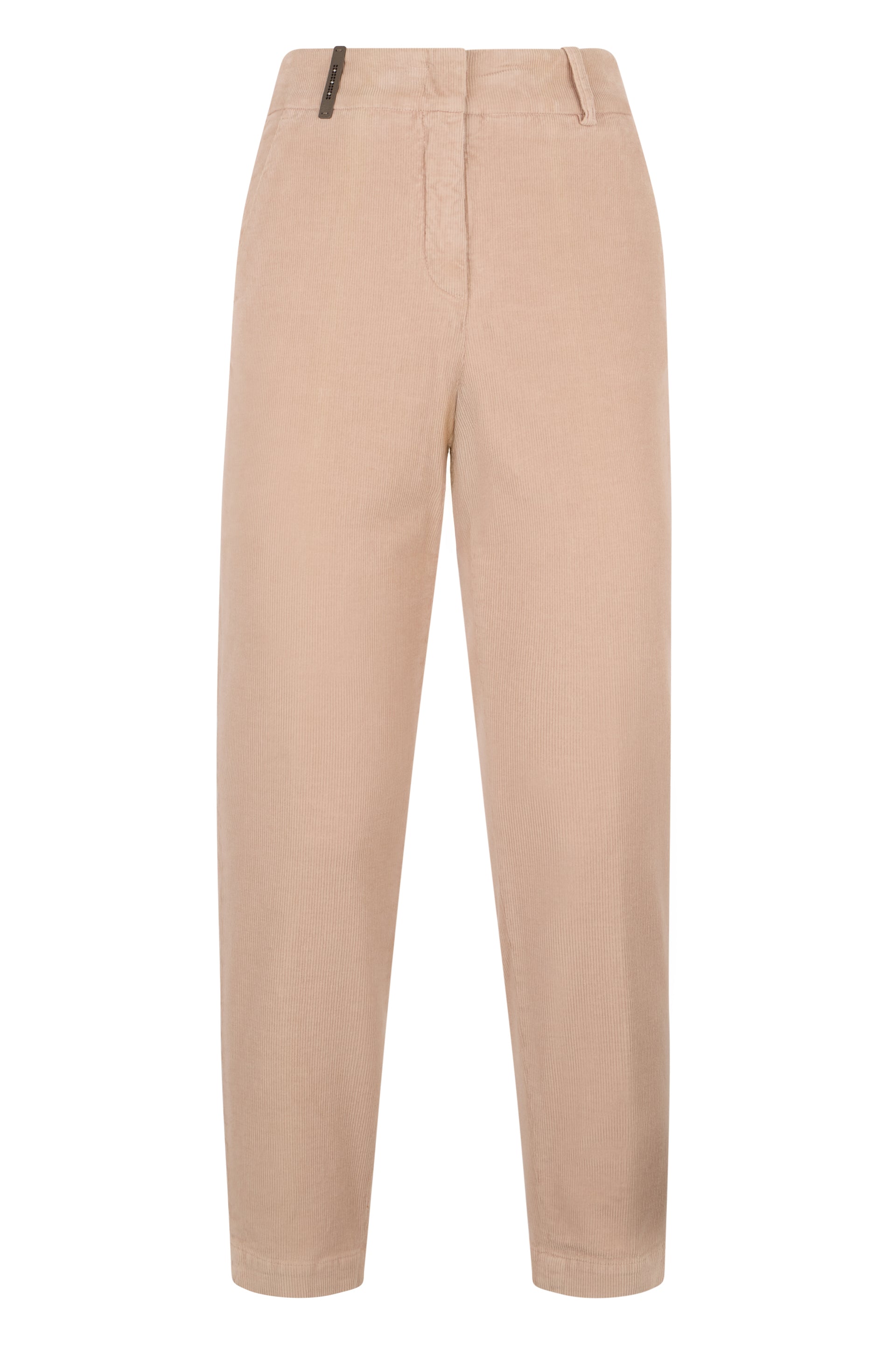 Beige modern pants with a high waist and casual yet refined design.