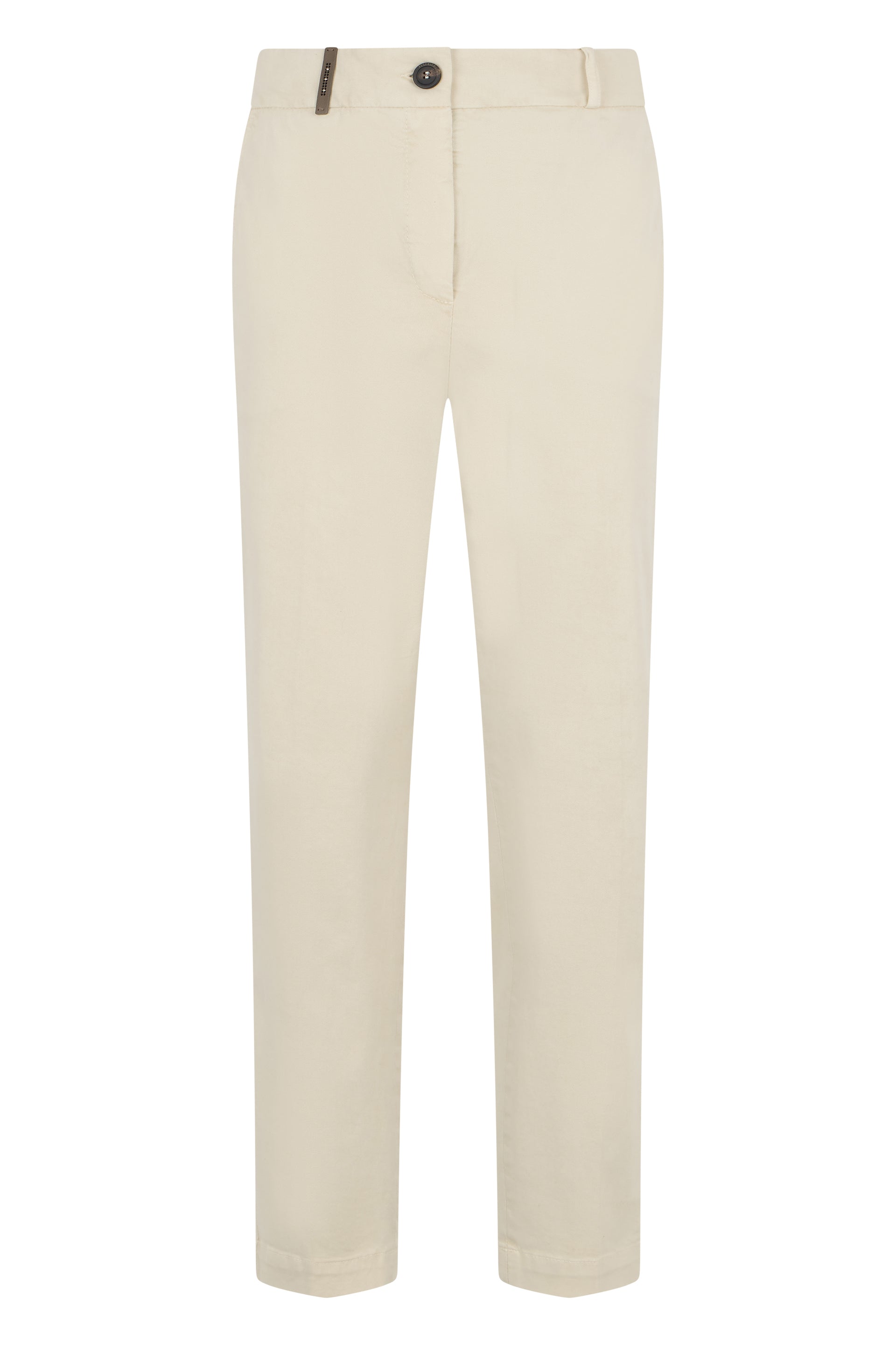 Sandy colored pants with a minimal and versatile design.
