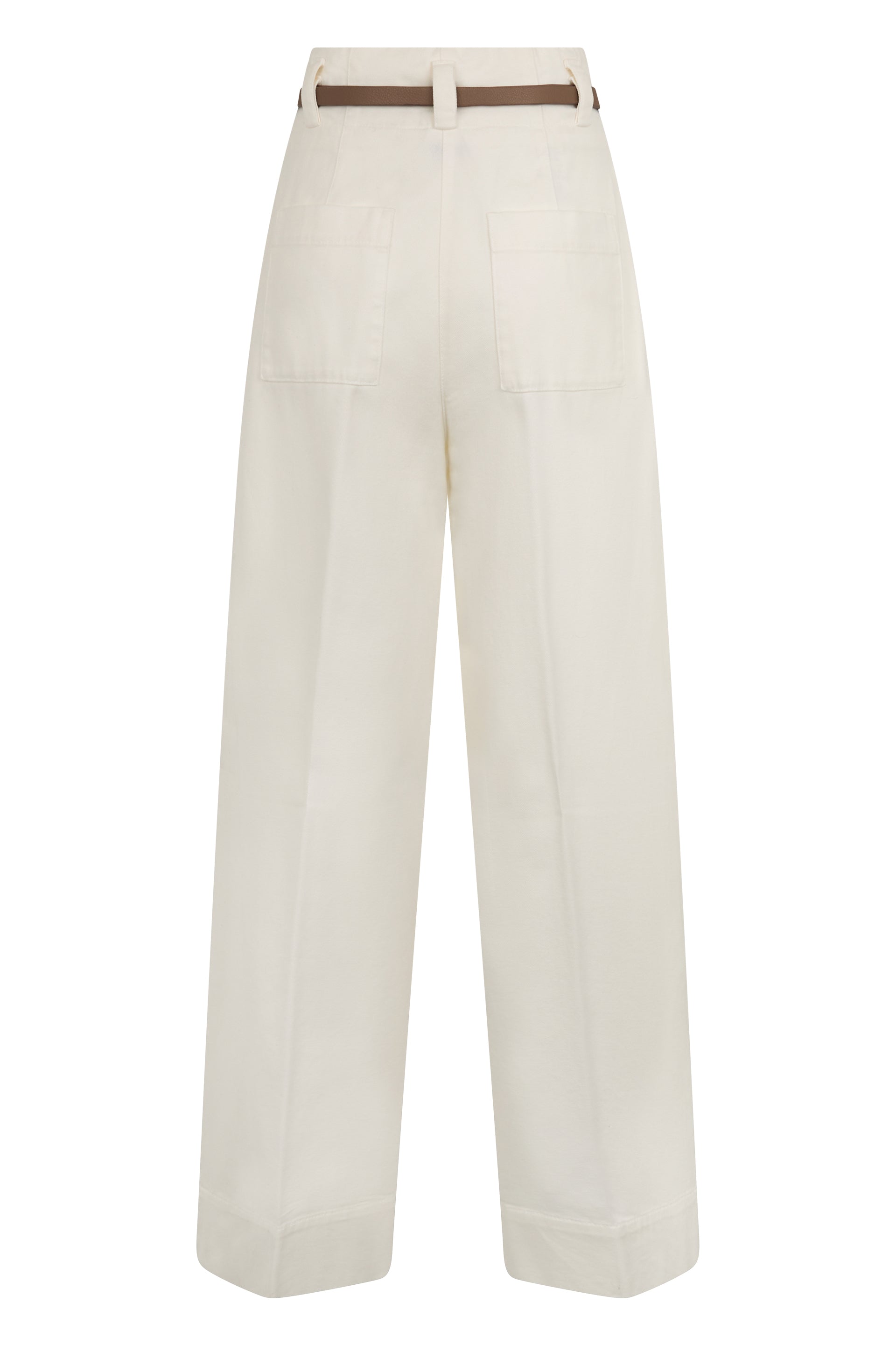 White cream pant with a straight and wide cut, ideal for a casual and refined look.