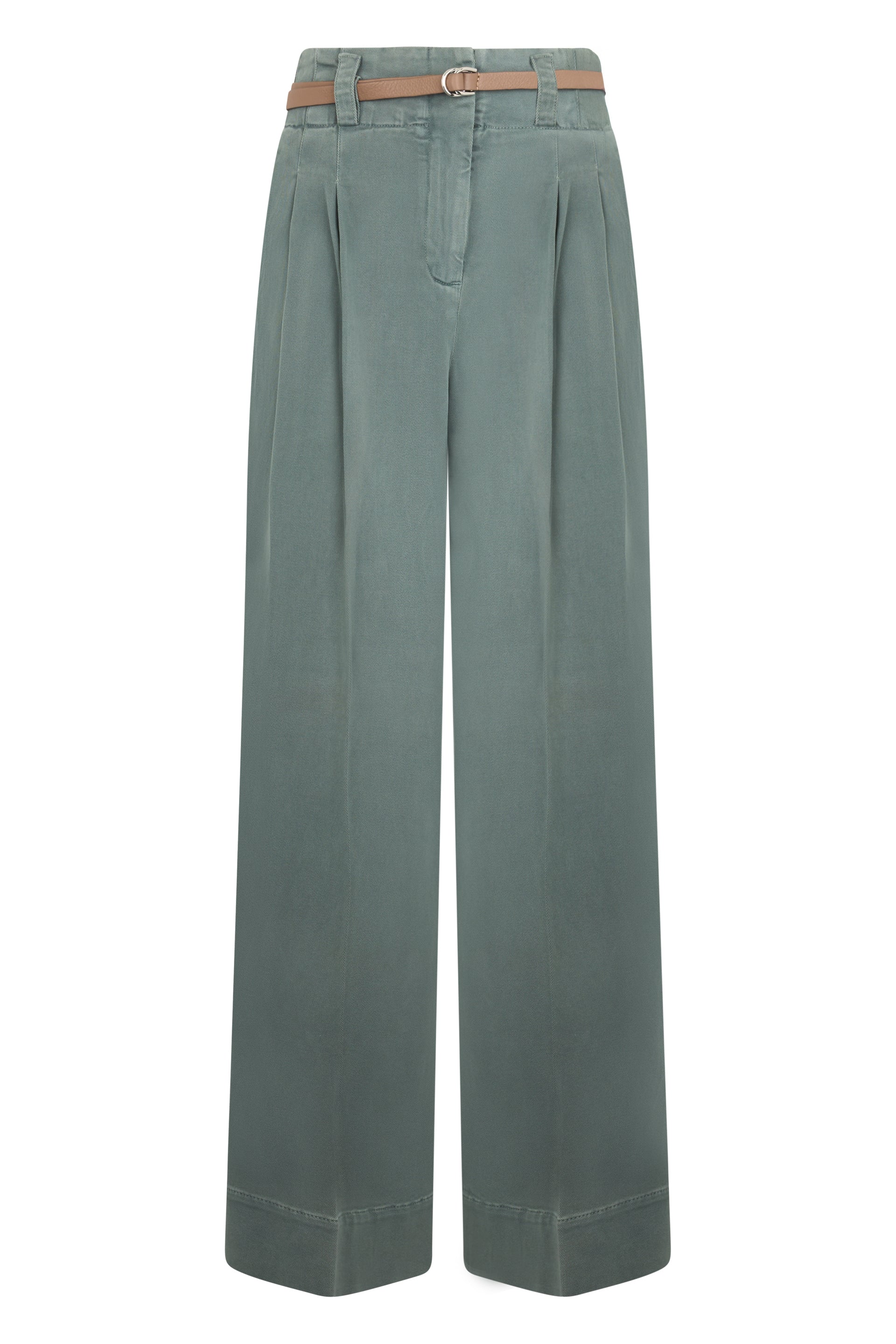 Petrol green trousers with a straight and loose cut, casual and versatile.
