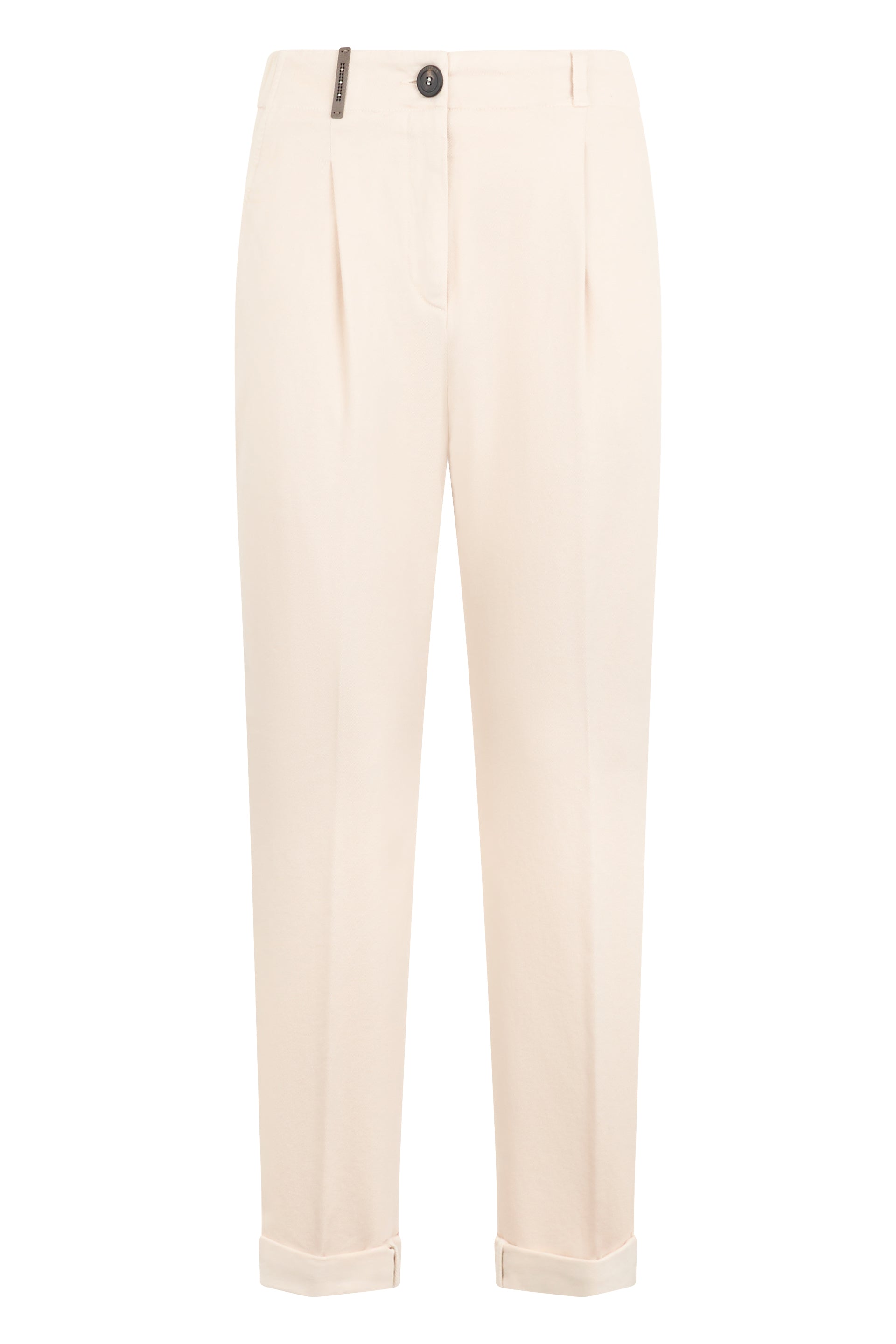 Slim fit pants in sand color with high waist and elegant design.