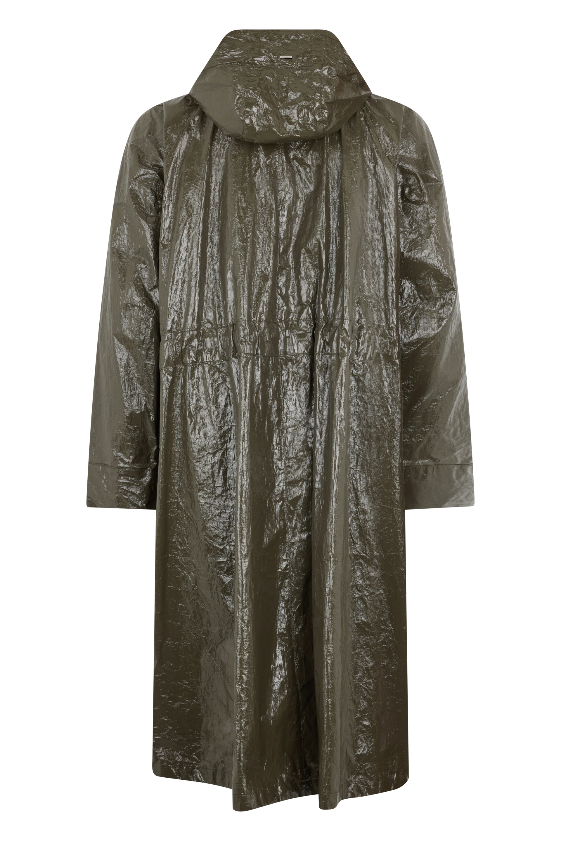 Elegant long coat with hood and belt