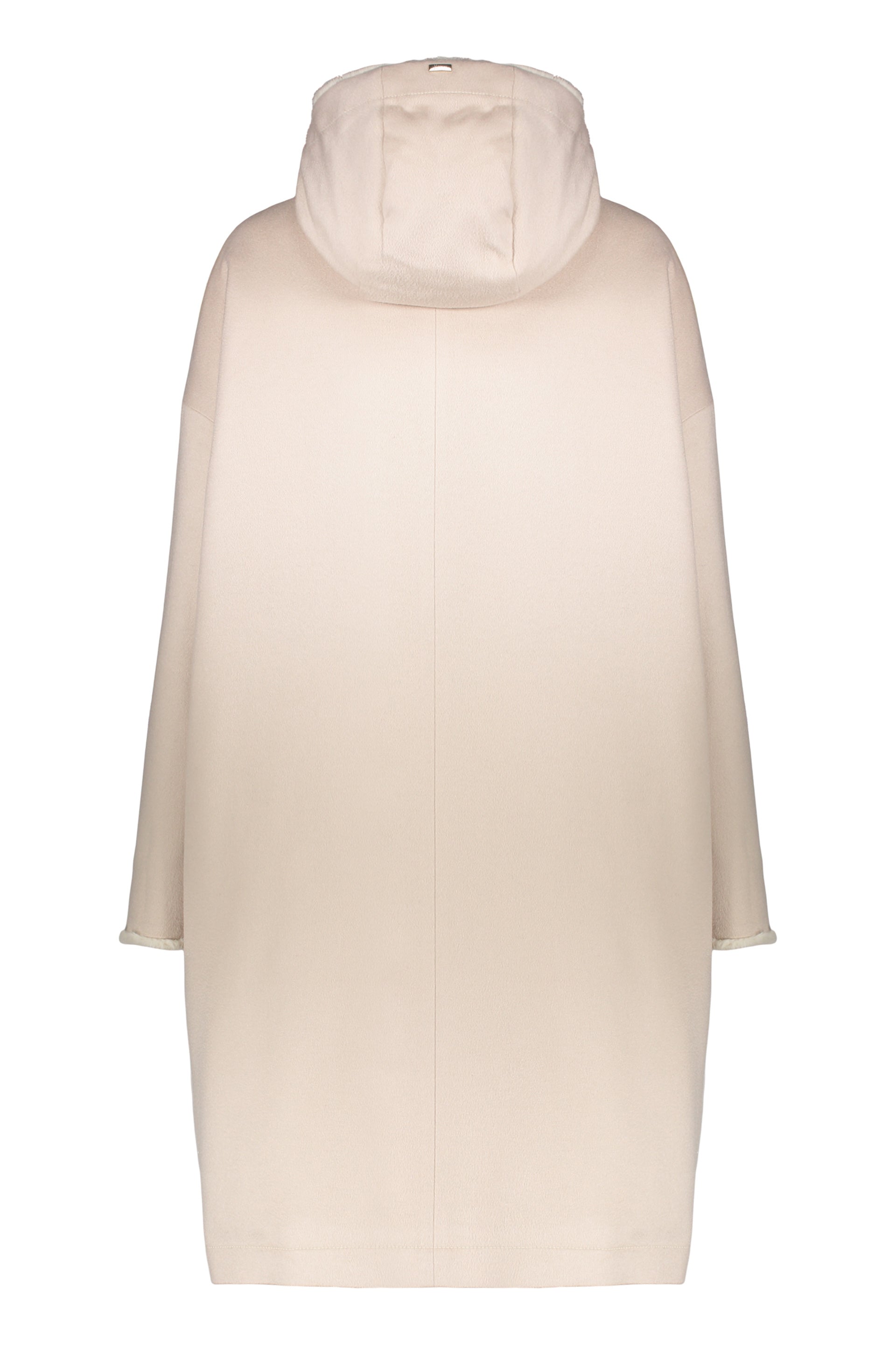 Light beige lightweight coat with hood and zipper