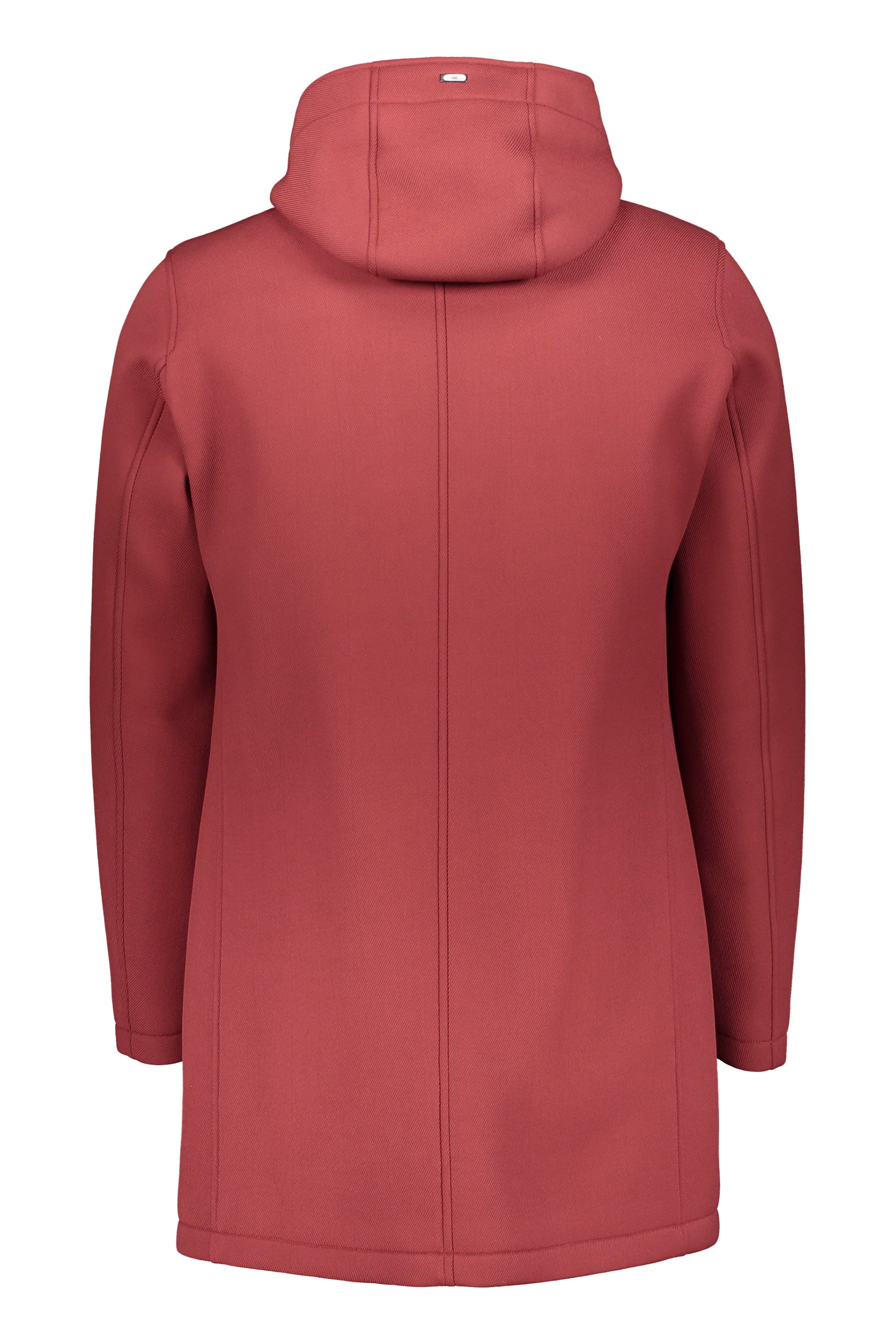 Red jacket with modern hood