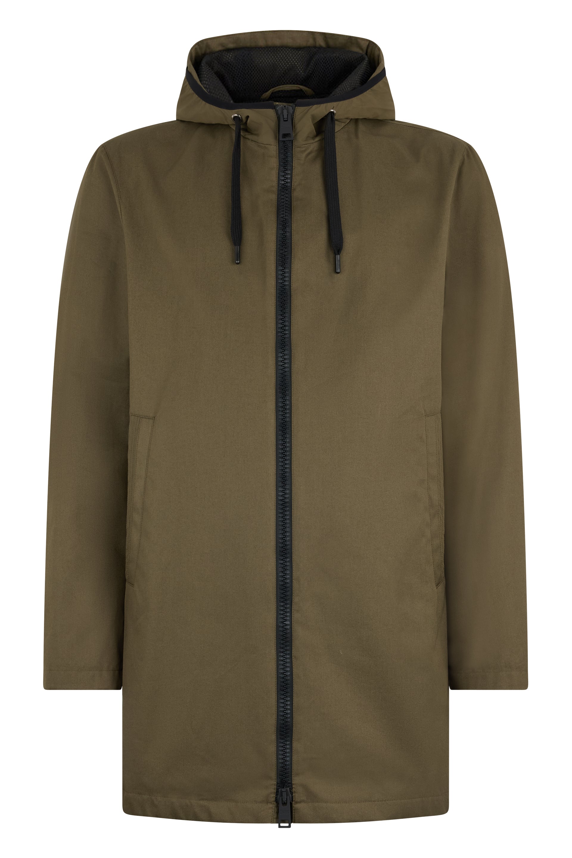 Casual green khaki jacket with adjustable hood