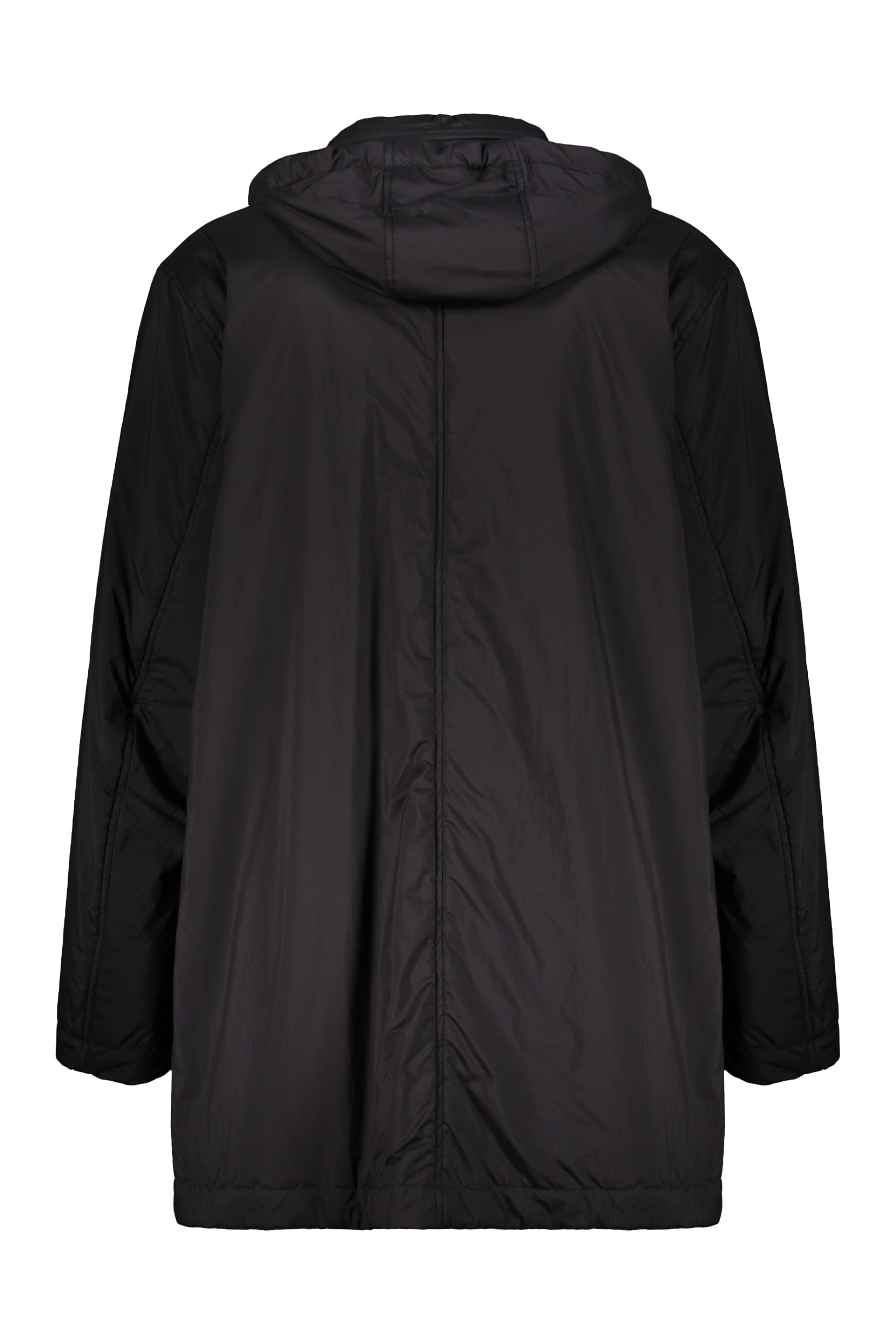 Lightweight black jacket with versatile hood