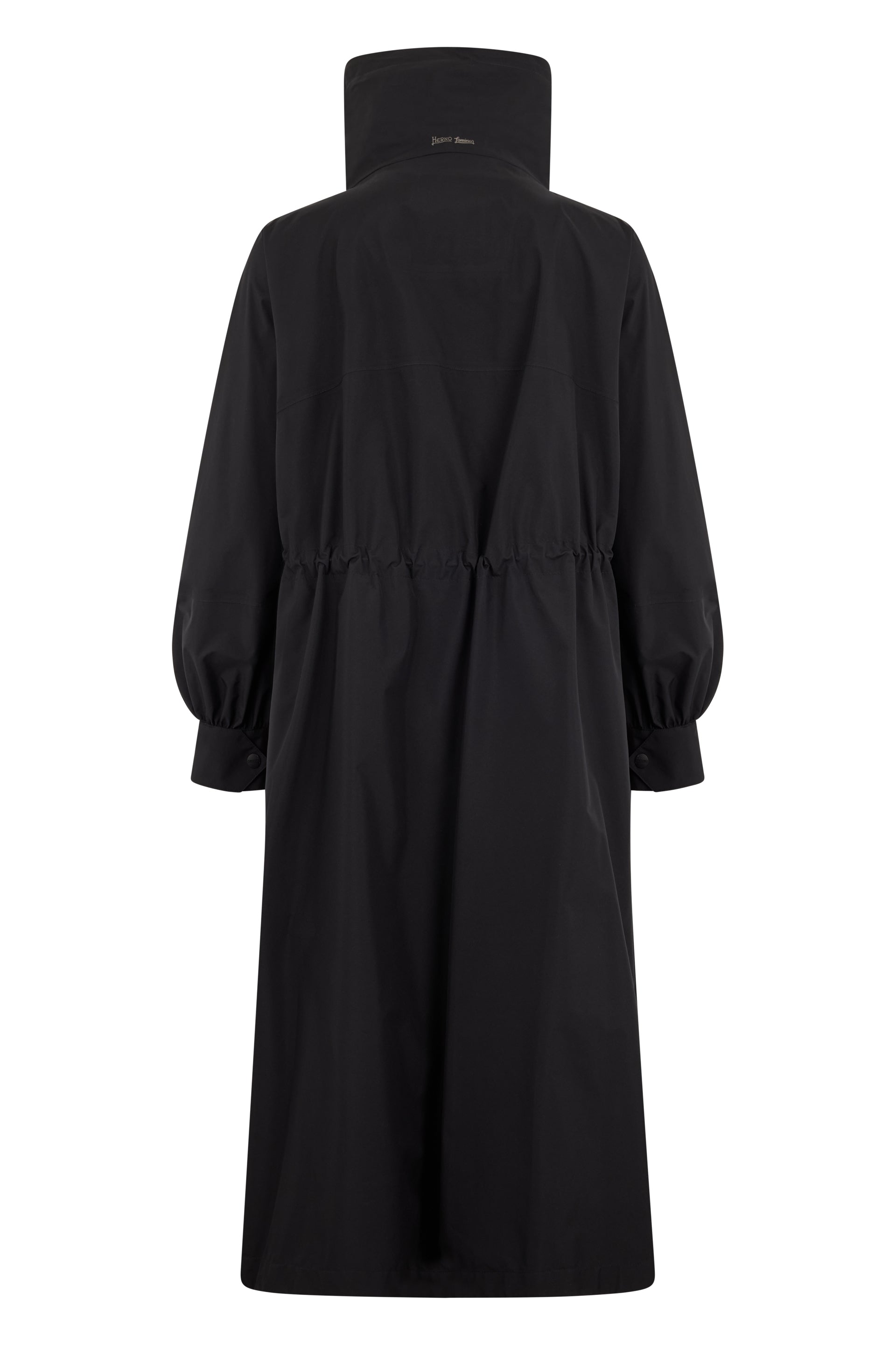 Long black coat, practical and elegant