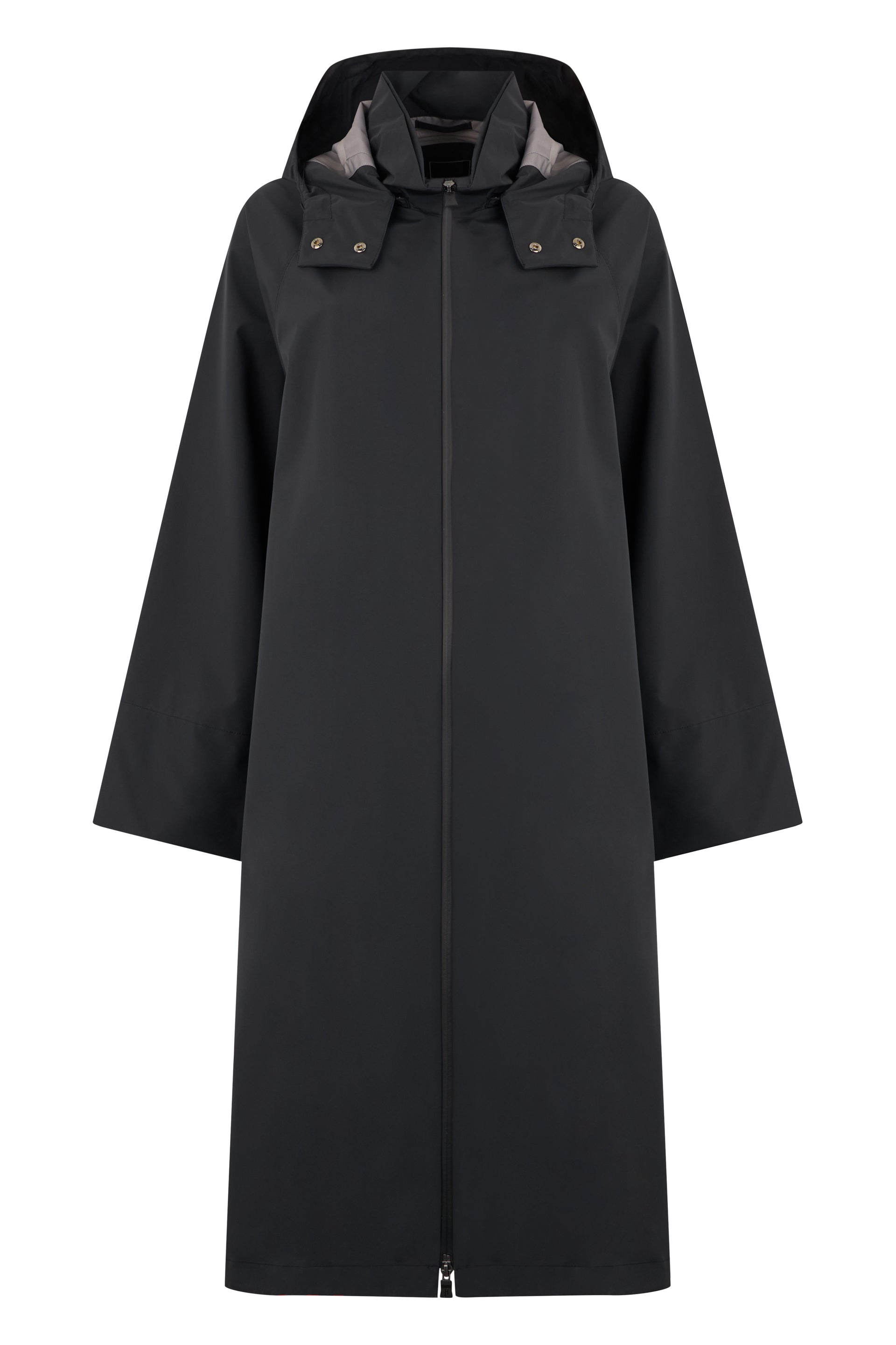 Long black jacket with elegant hood