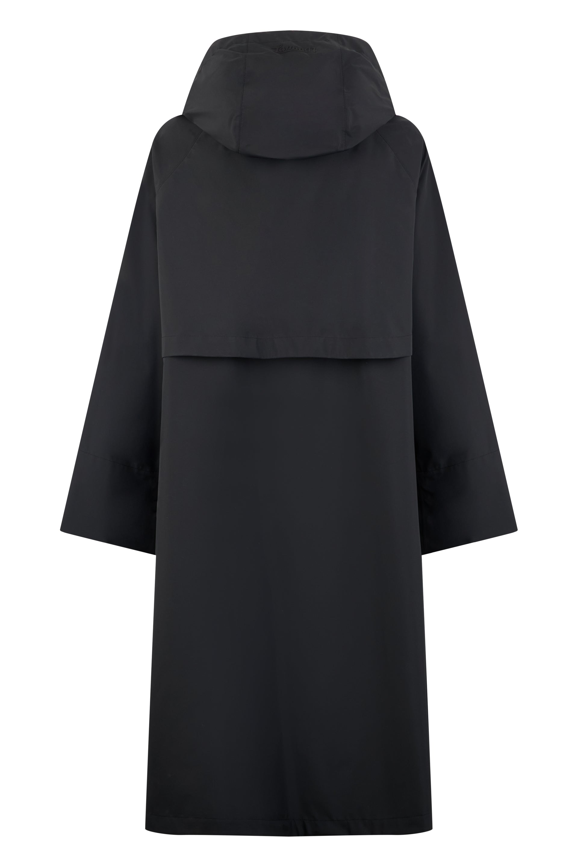 Long black jacket with elegant hood