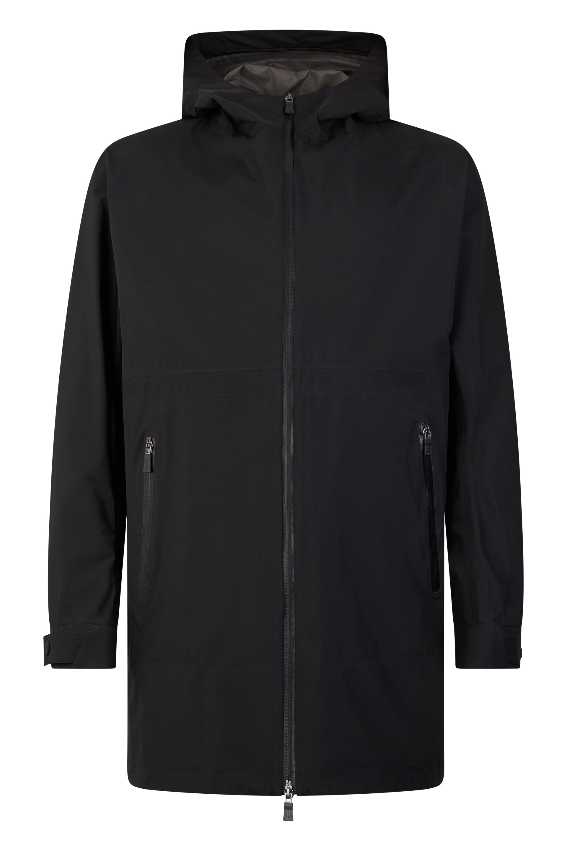 Black parka with hood