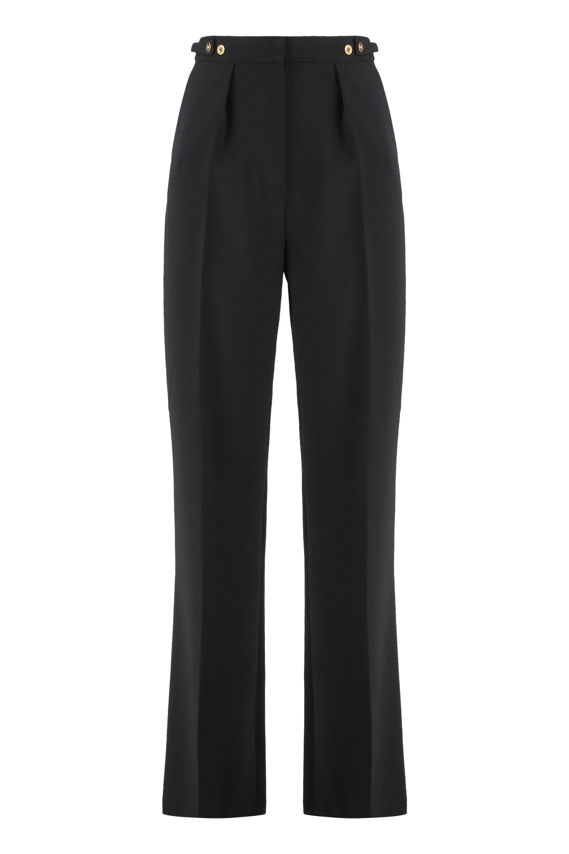 Trousers in crepe with jewelry accessory