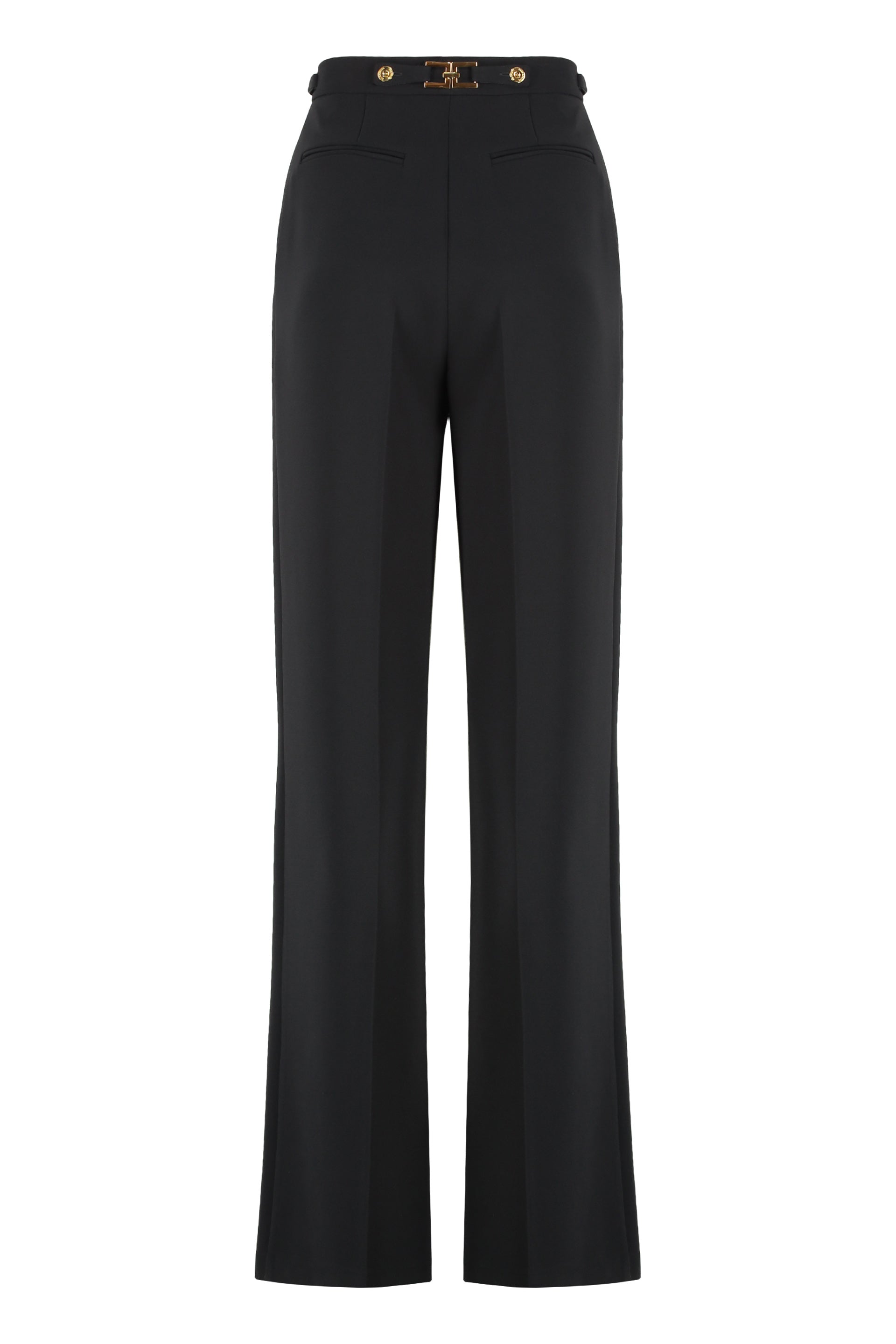 Trousers in crepe with jewelry accessory