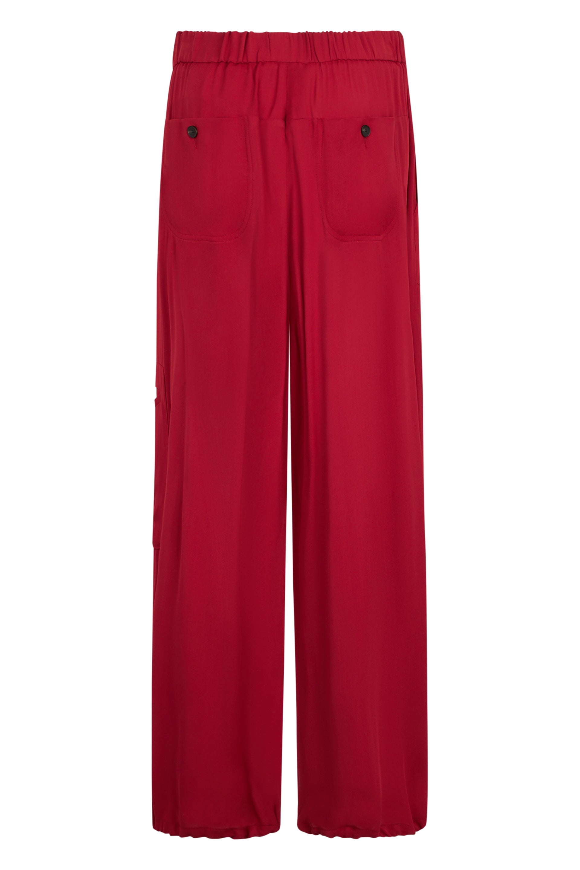 Long red pants, lightweight and comfortable.