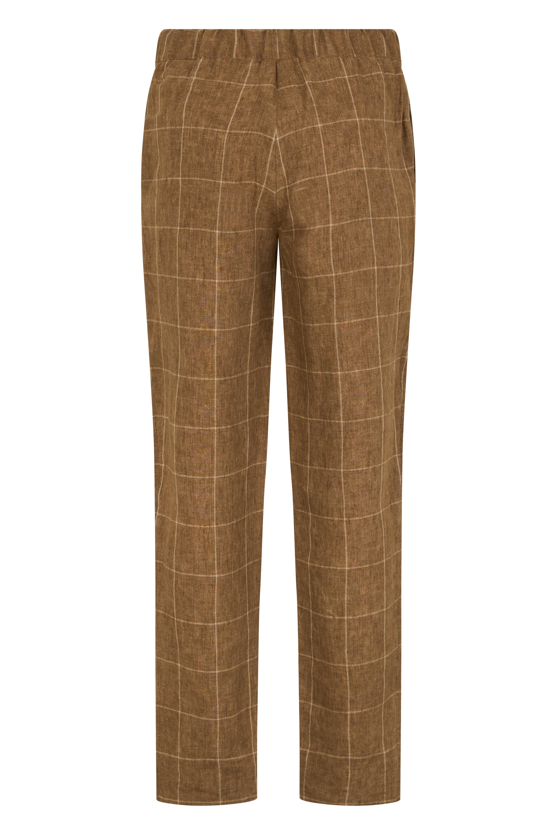 Elegant brown plaid pants with casual and refined design.