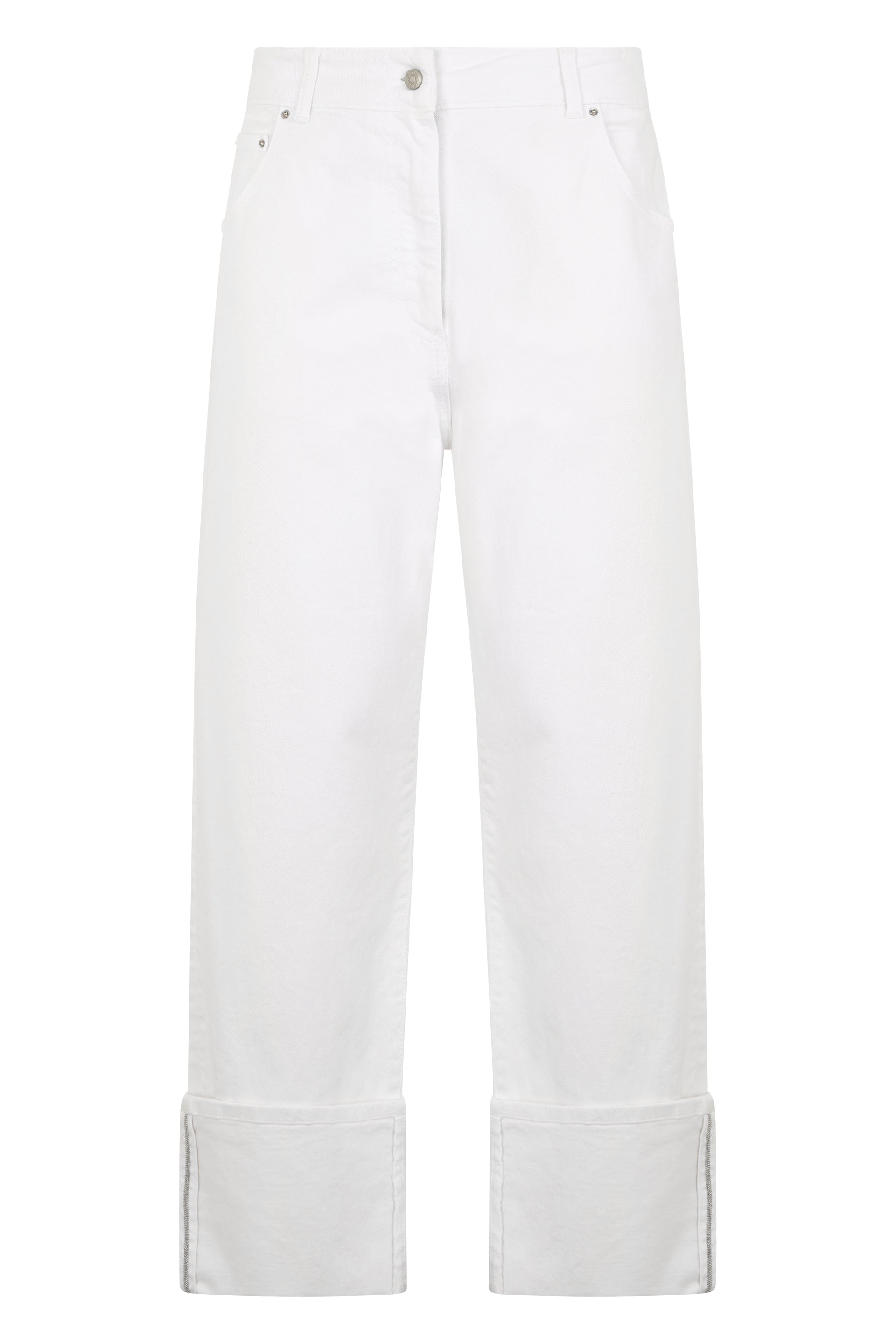 White denim pants, casual and versatile.