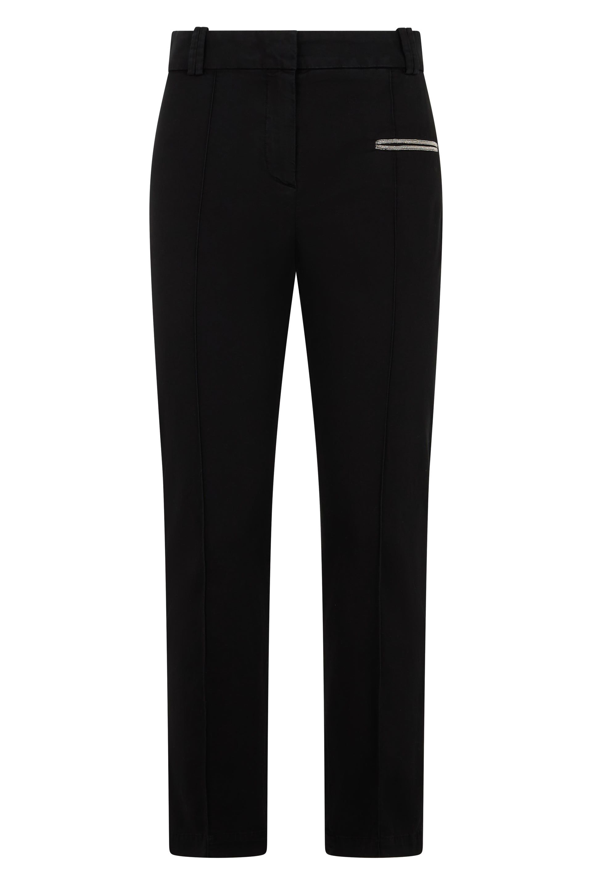 Black long pants, minimal and chic.