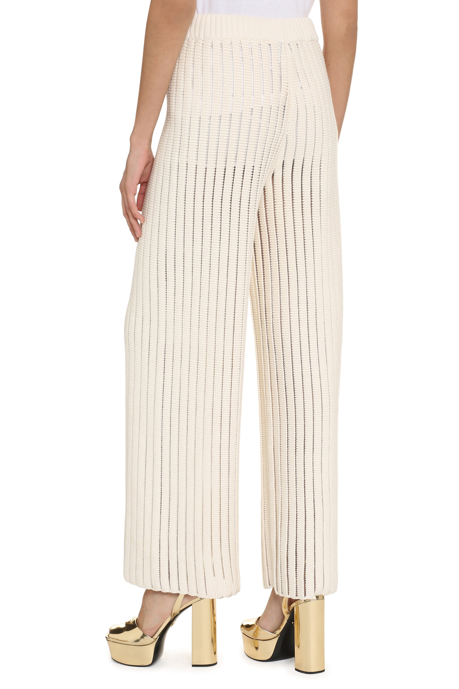 Wide leg knitted trousers