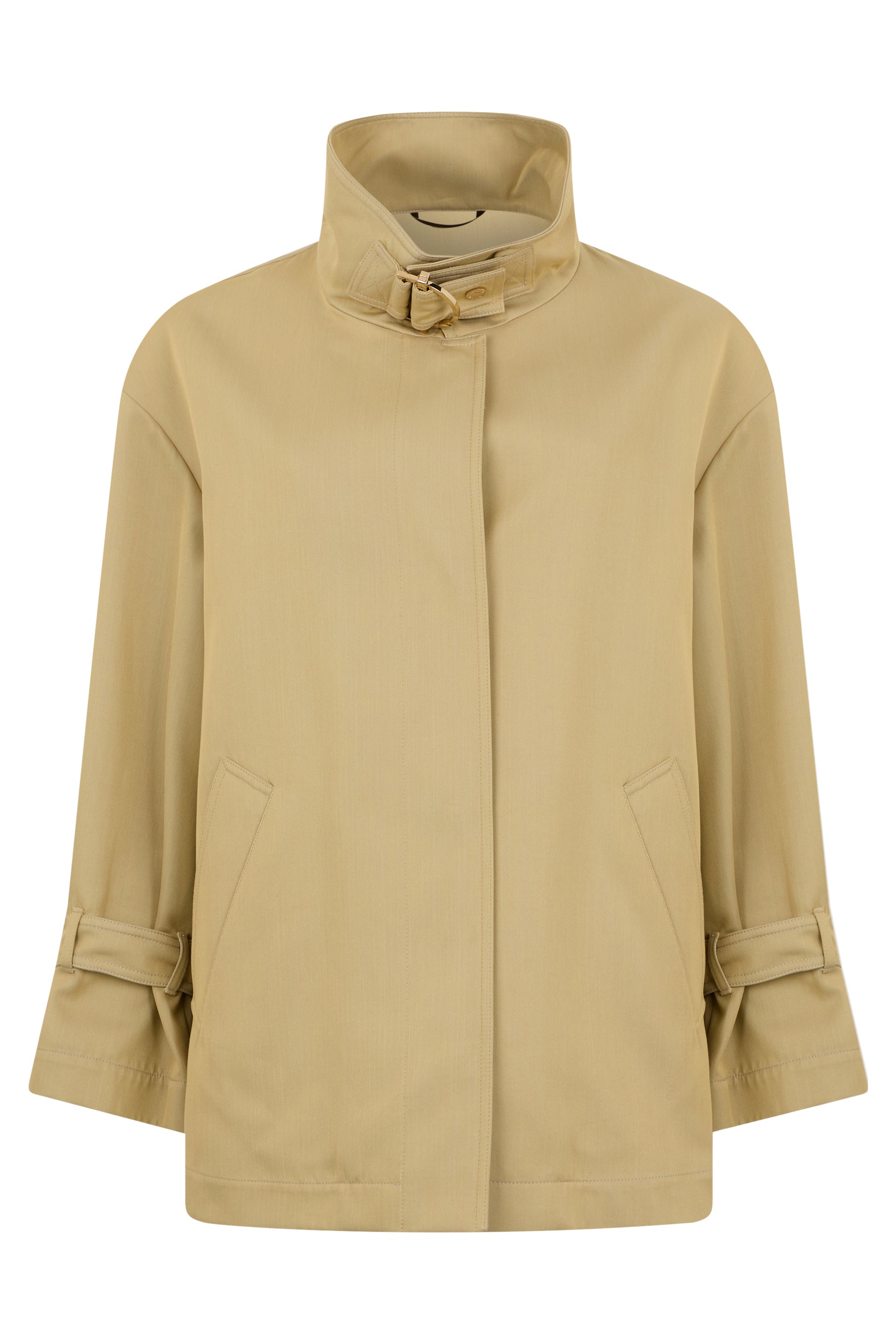 Light beige jacket with high collar elegant