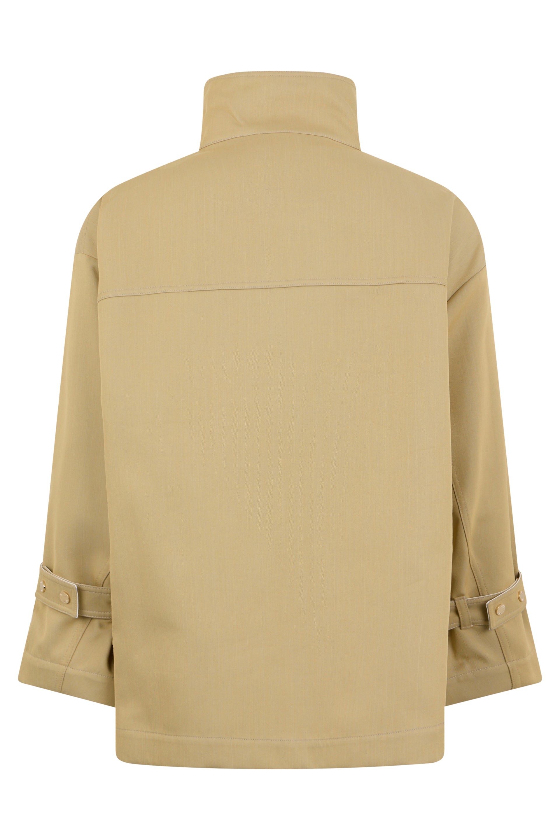 Light beige jacket with high collar elegant