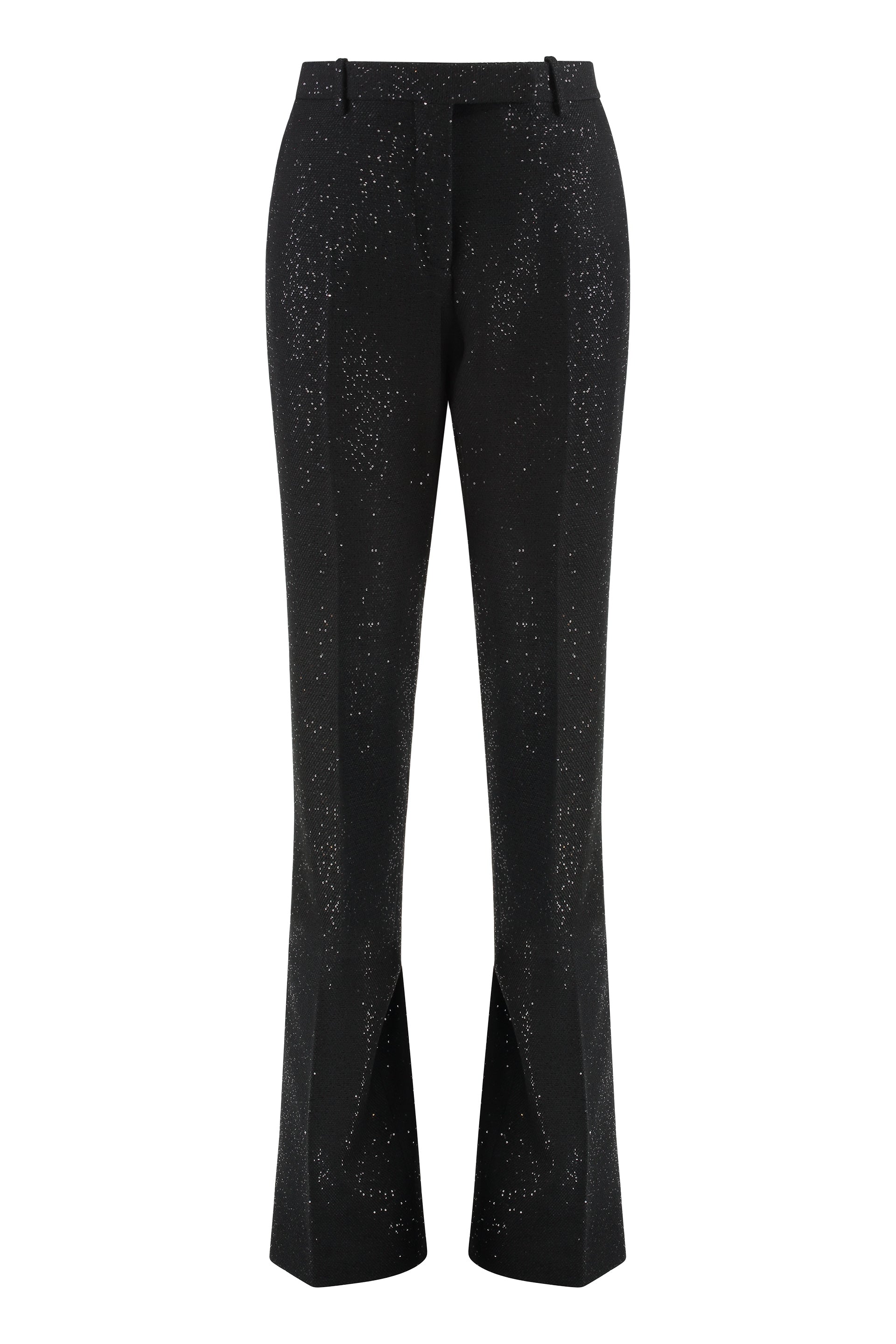 Tailored straight trousers in crepe made of wool blend