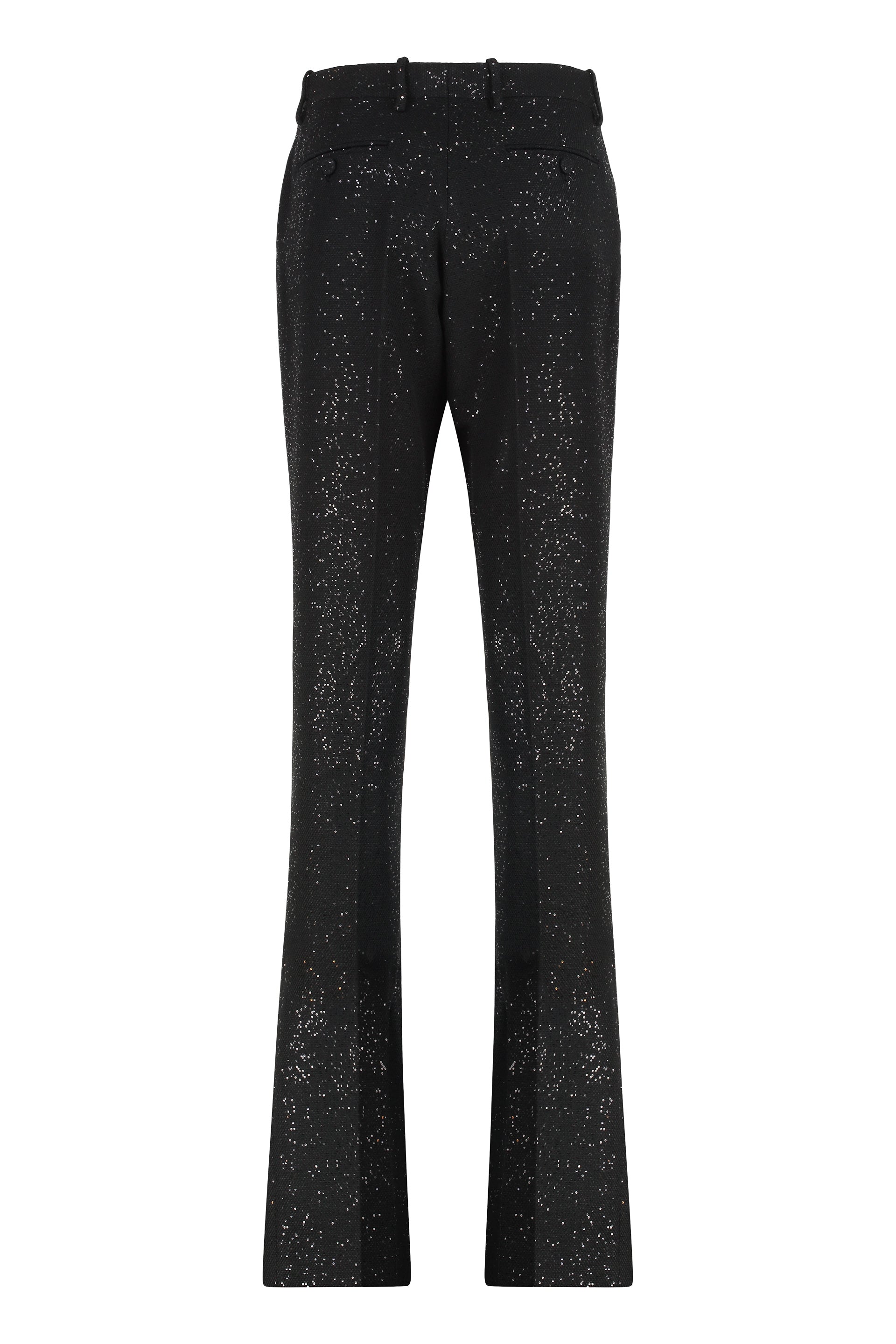 Tailored straight trousers in crepe made of wool blend
