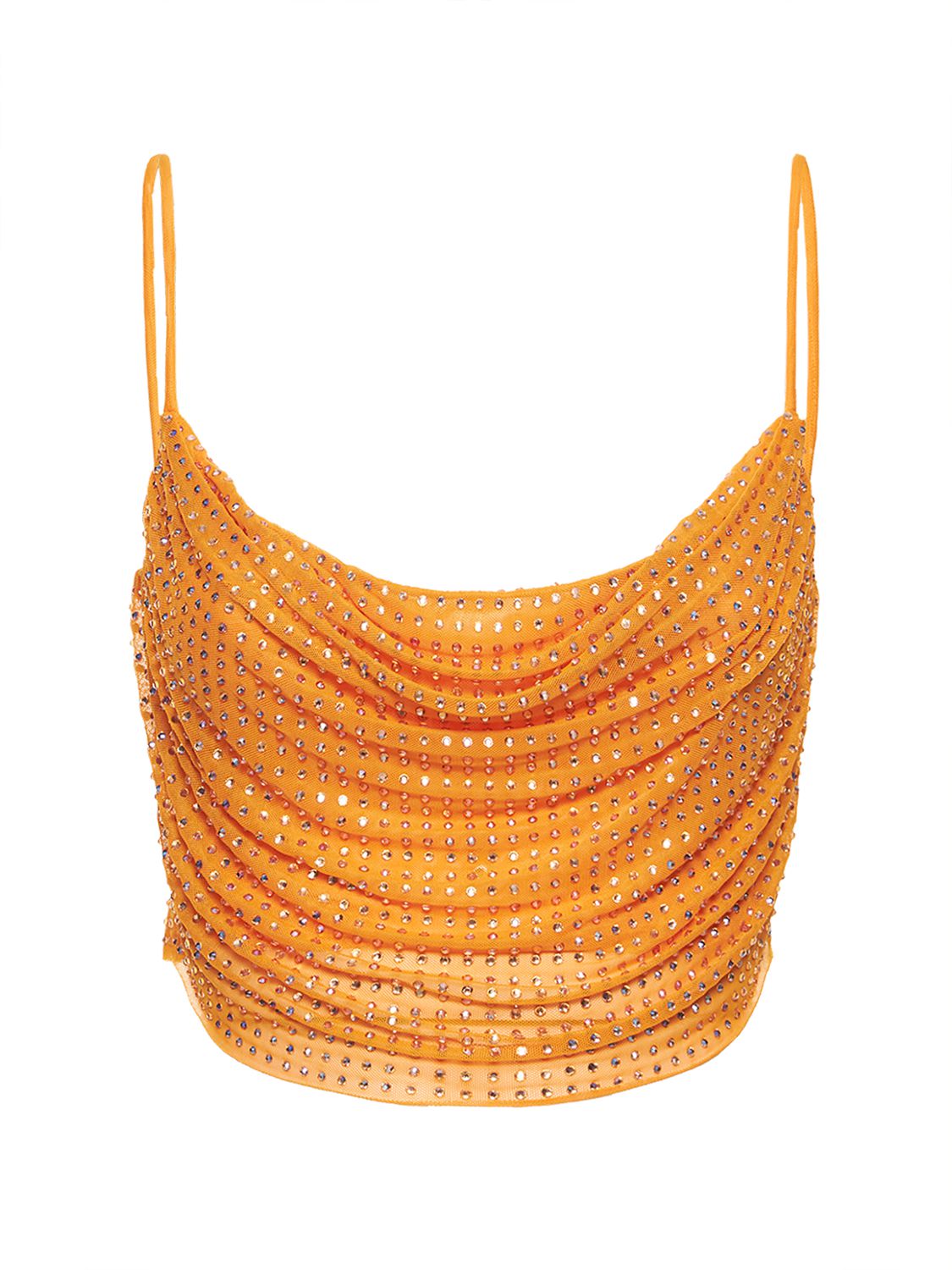 Soft orange top with elegant ruffled design