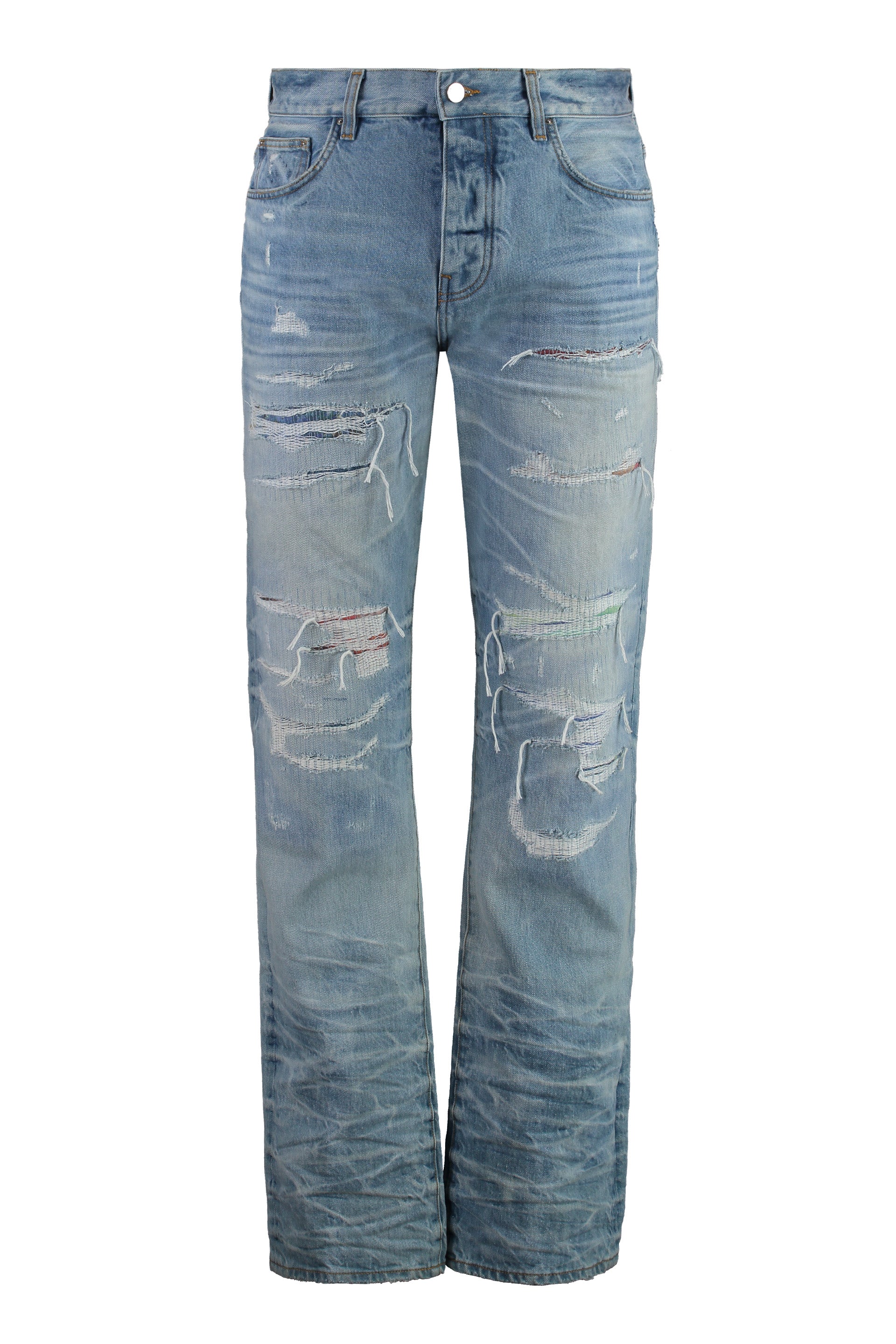 5-pocket straight-leg jeans