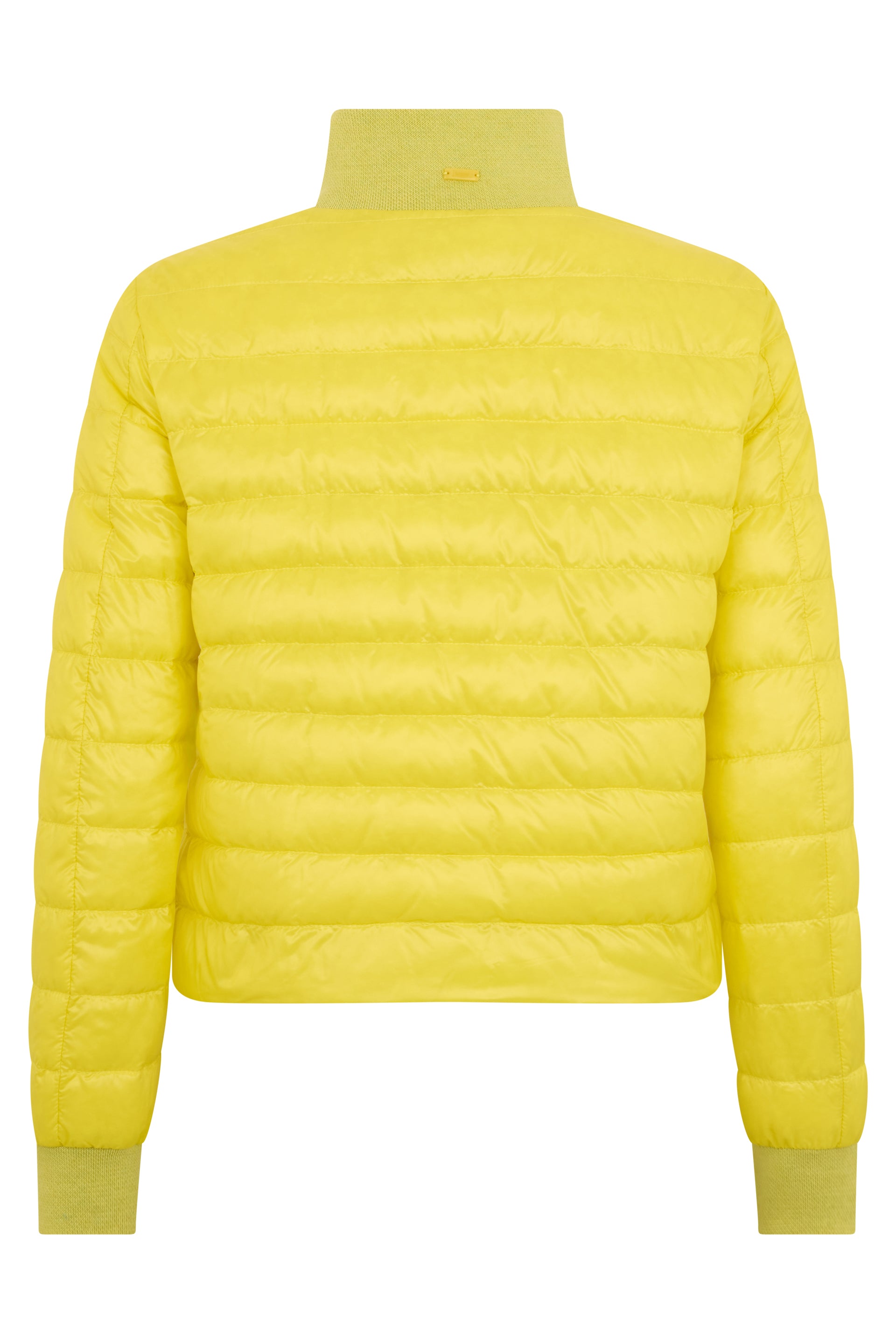 Yellow puffer jacket with high collar