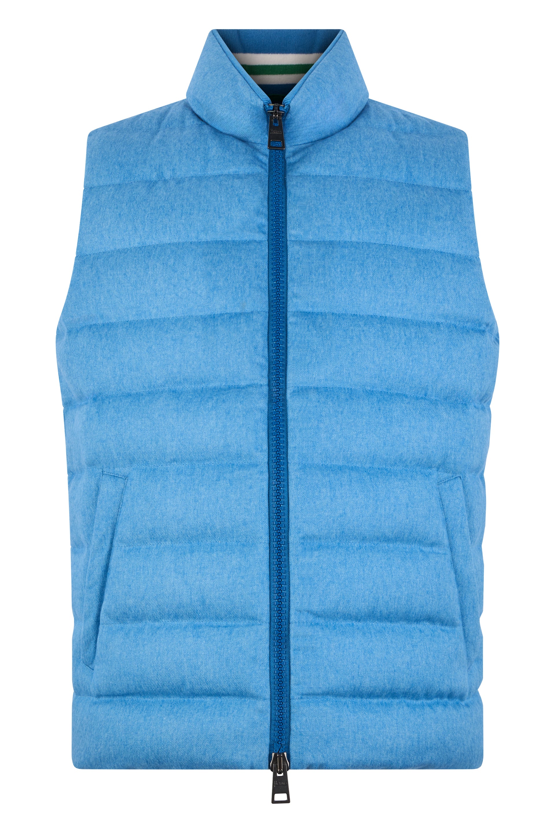 Blue padded gilet with zipper and casual design