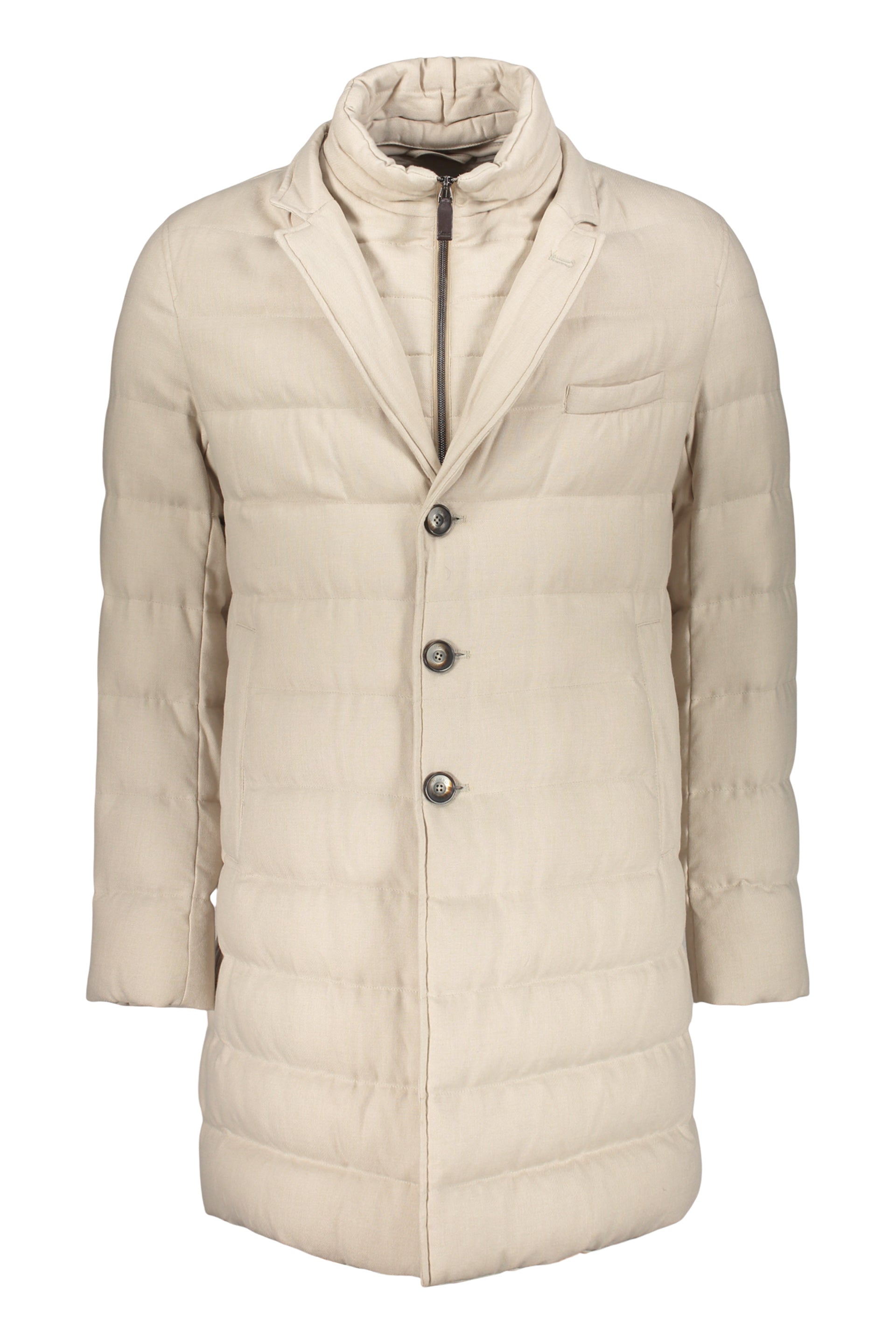 Beige down jacket with elegant collar
