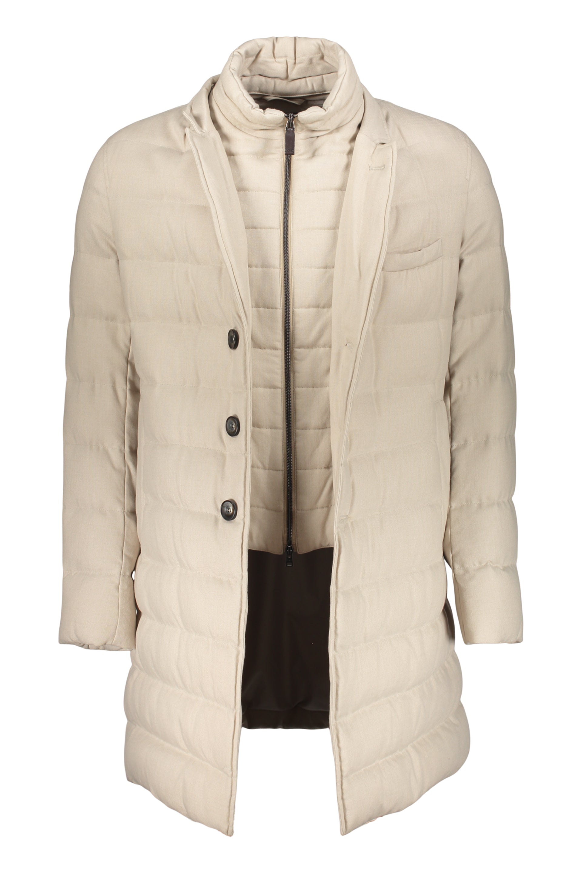 Beige down jacket with elegant collar