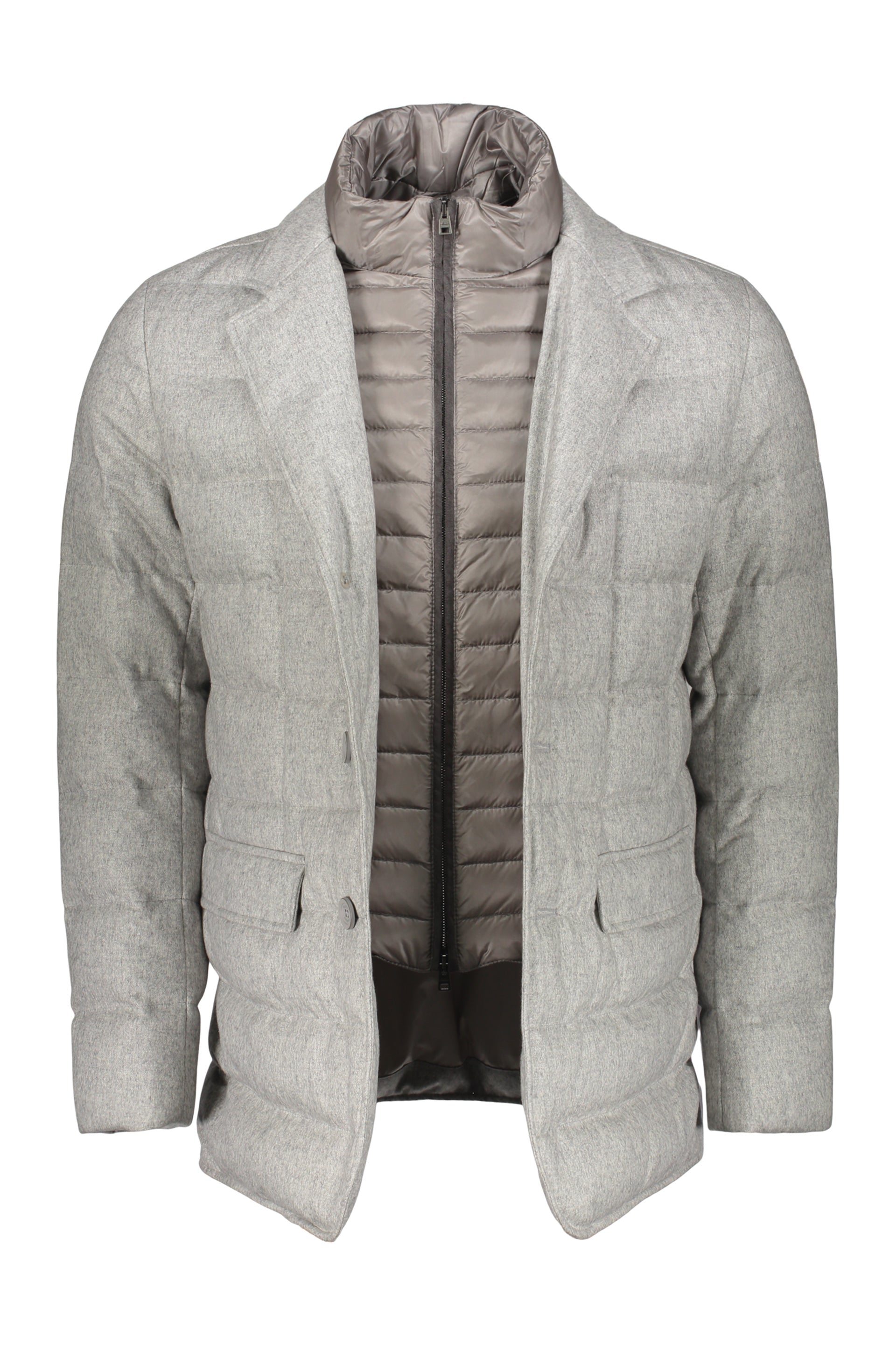 Light gray padded jacket elegant and modern