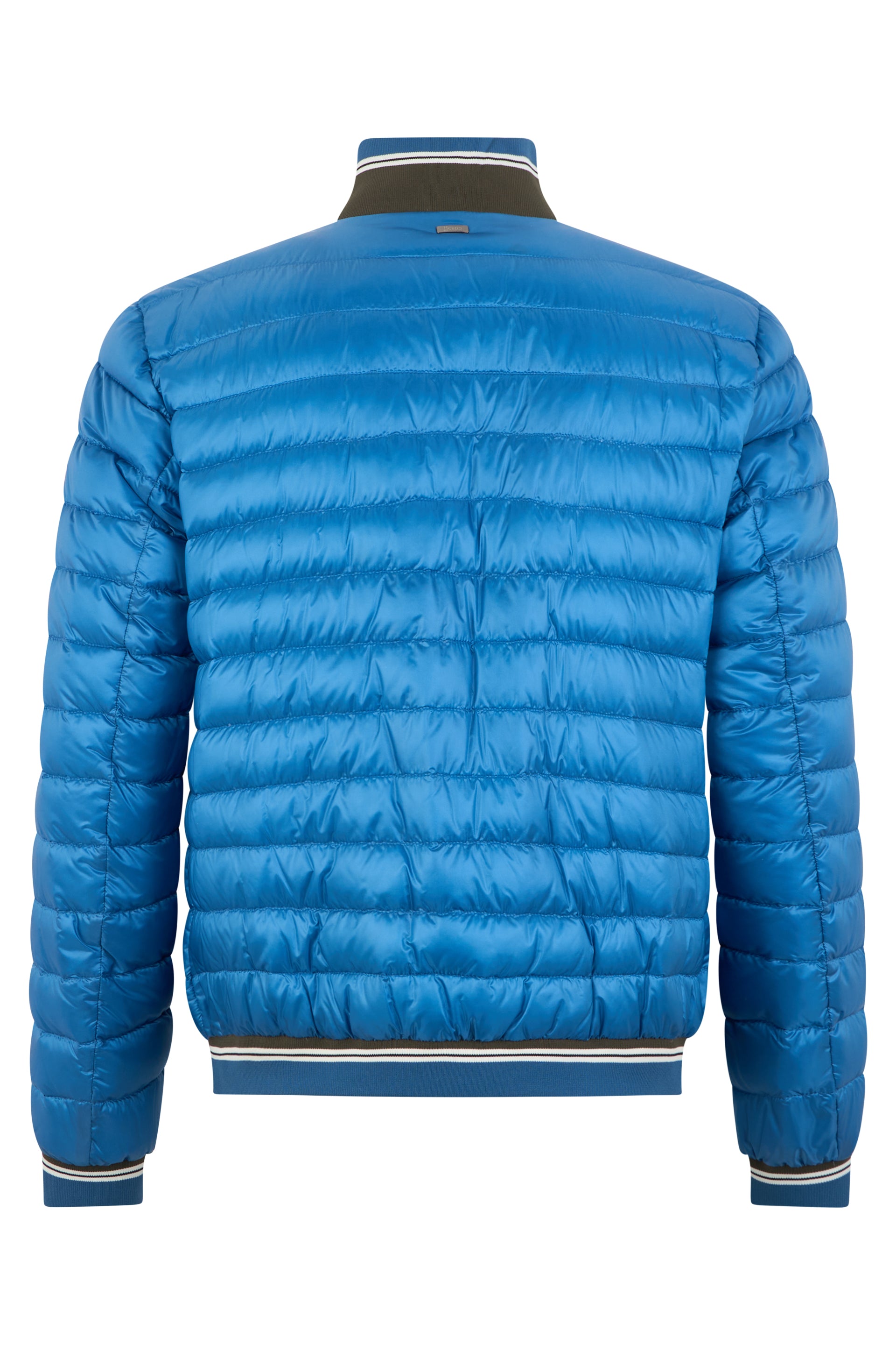 Blue padded jacket with zip and collar