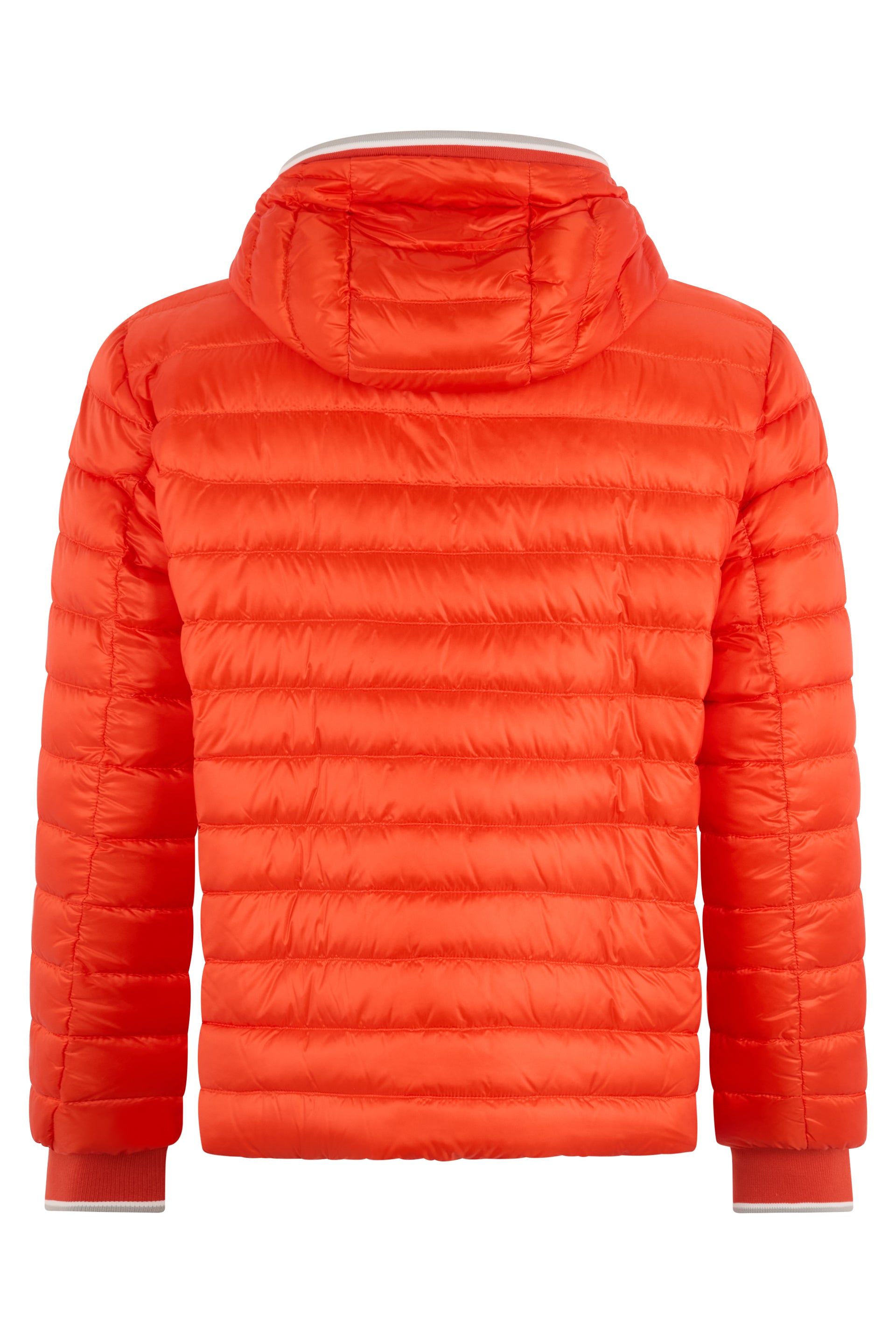 Orange padded jacket with a versatile design