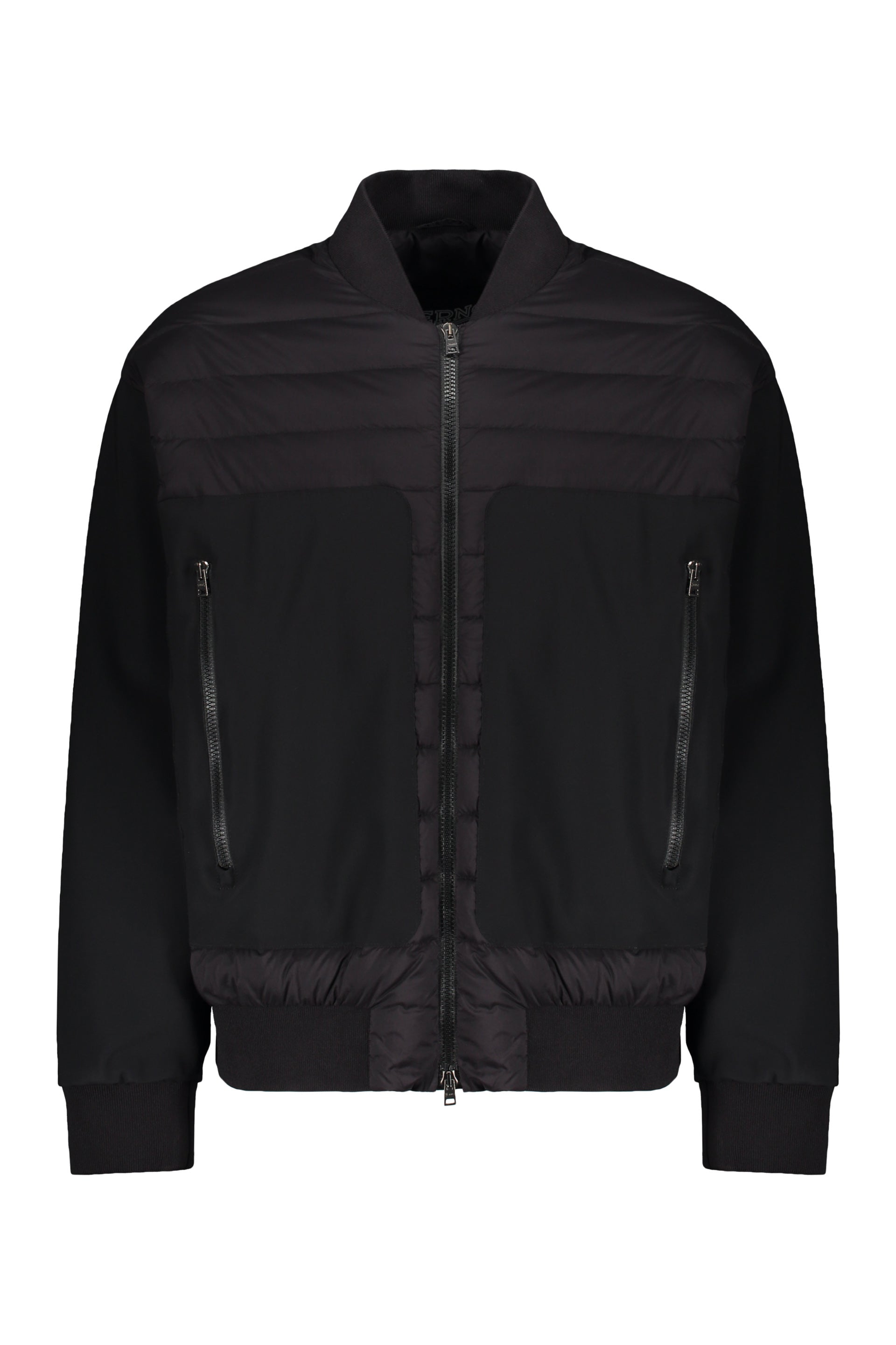 Elegant black padded bomber with pockets