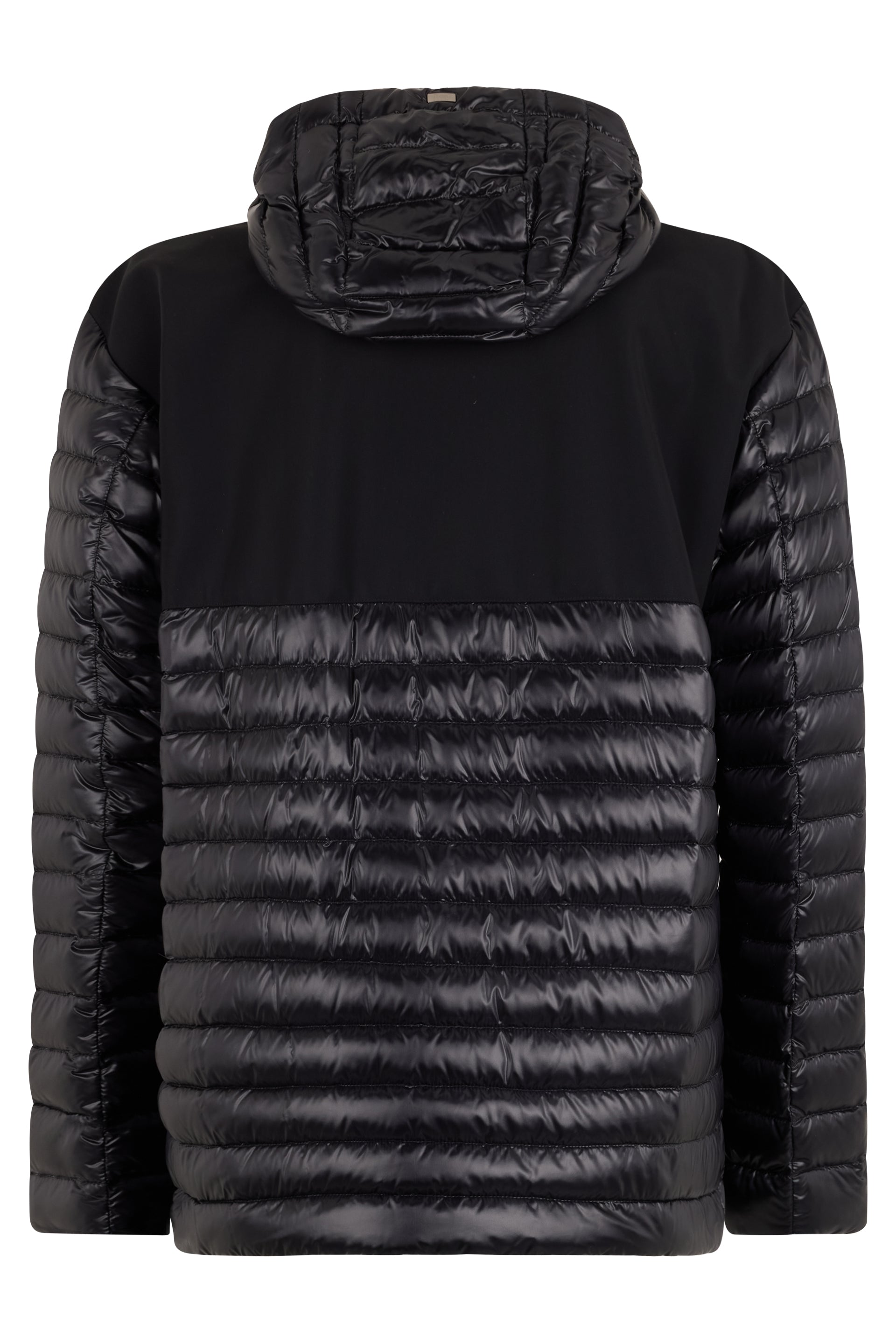 Black winter jacket with a shiny finish and modern and versatile design