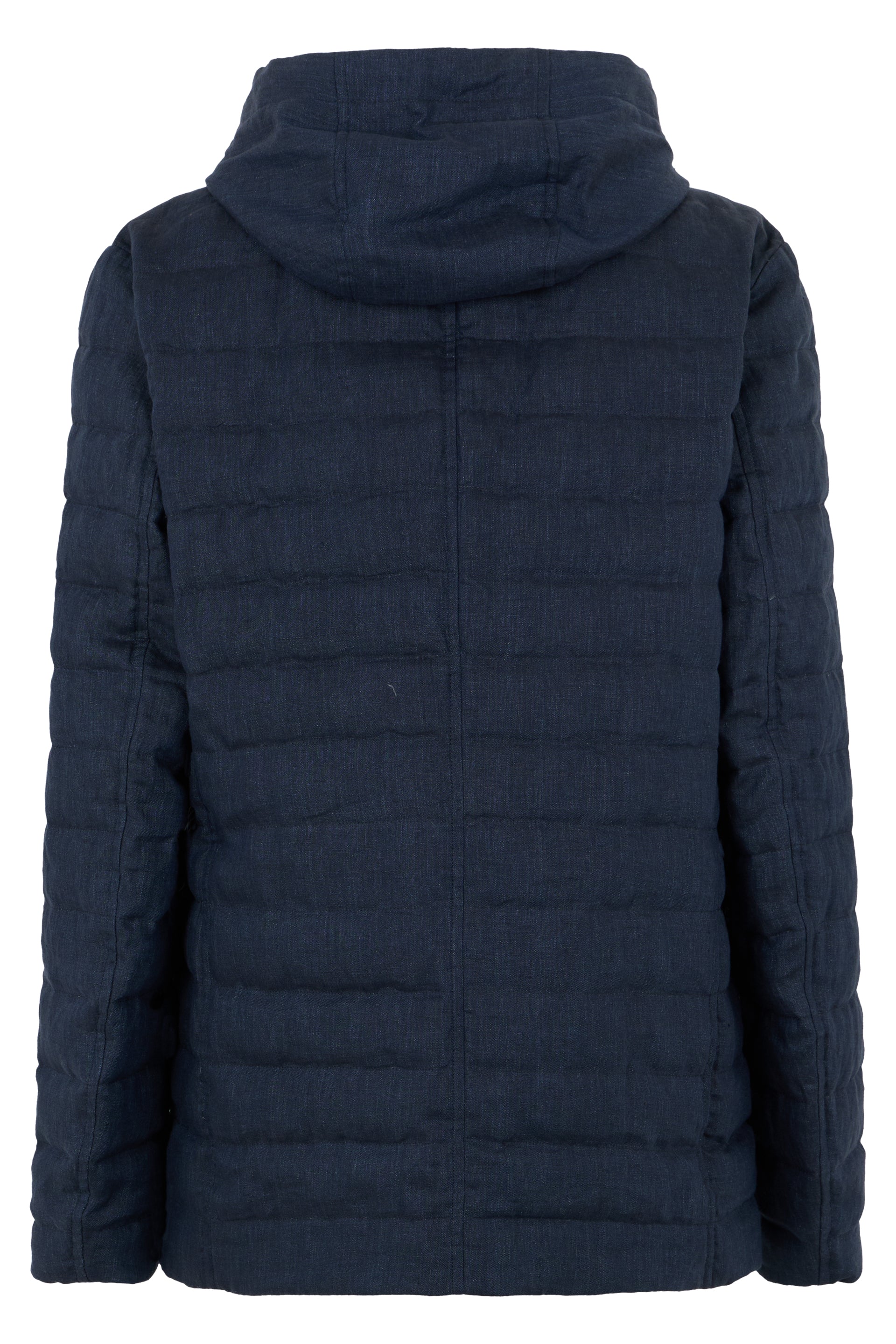 Dark blue winter coat with elegant hood