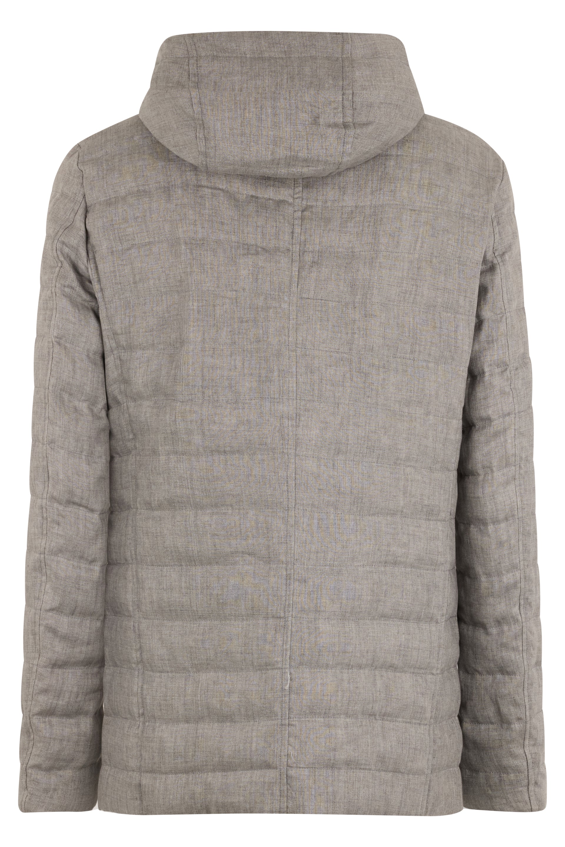Elegant mud-colored jacket with hood, refined style