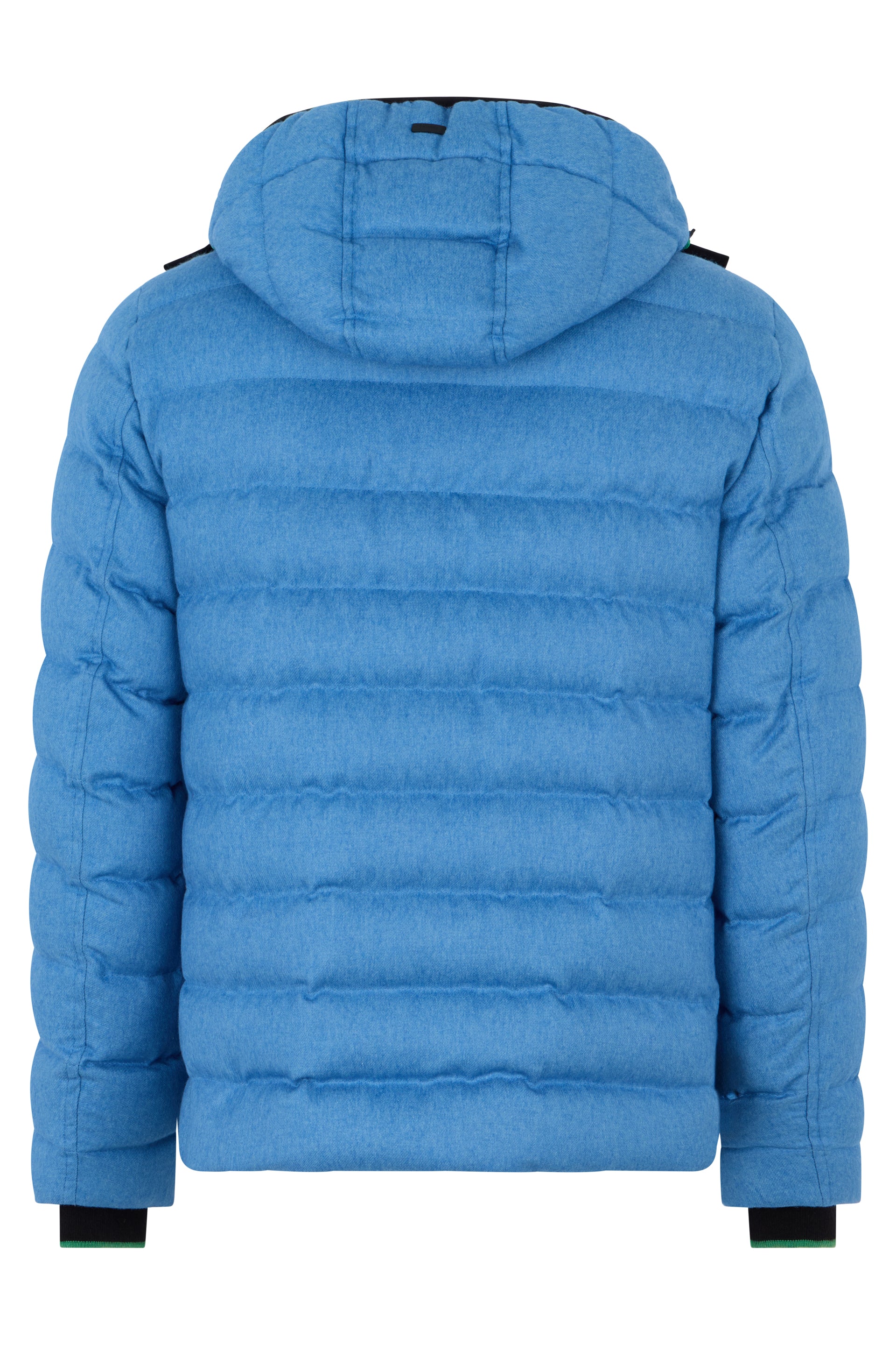 Blue padded jacket with modern hood