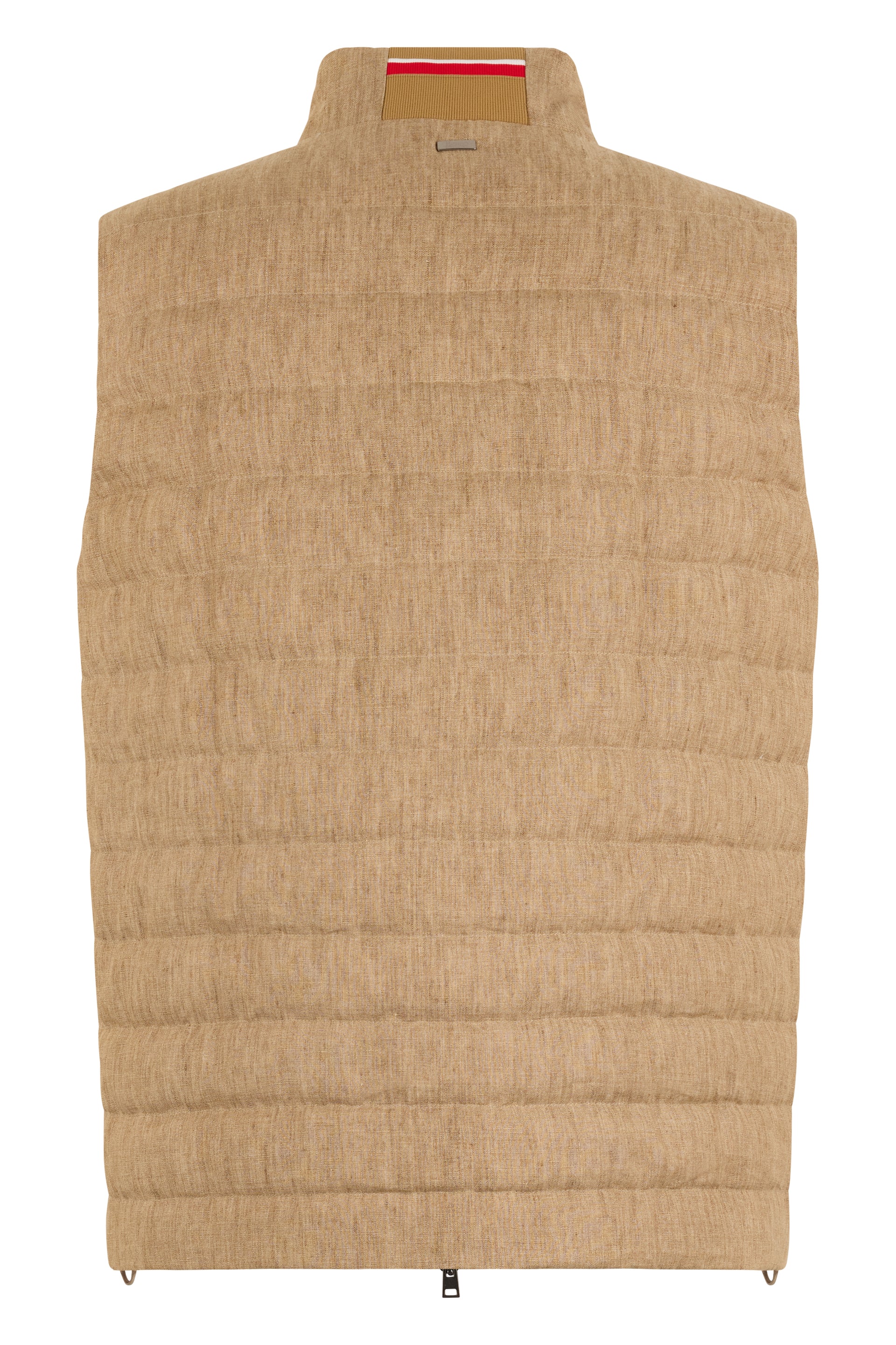 Beige quilted gilet with zip, versatile comfort