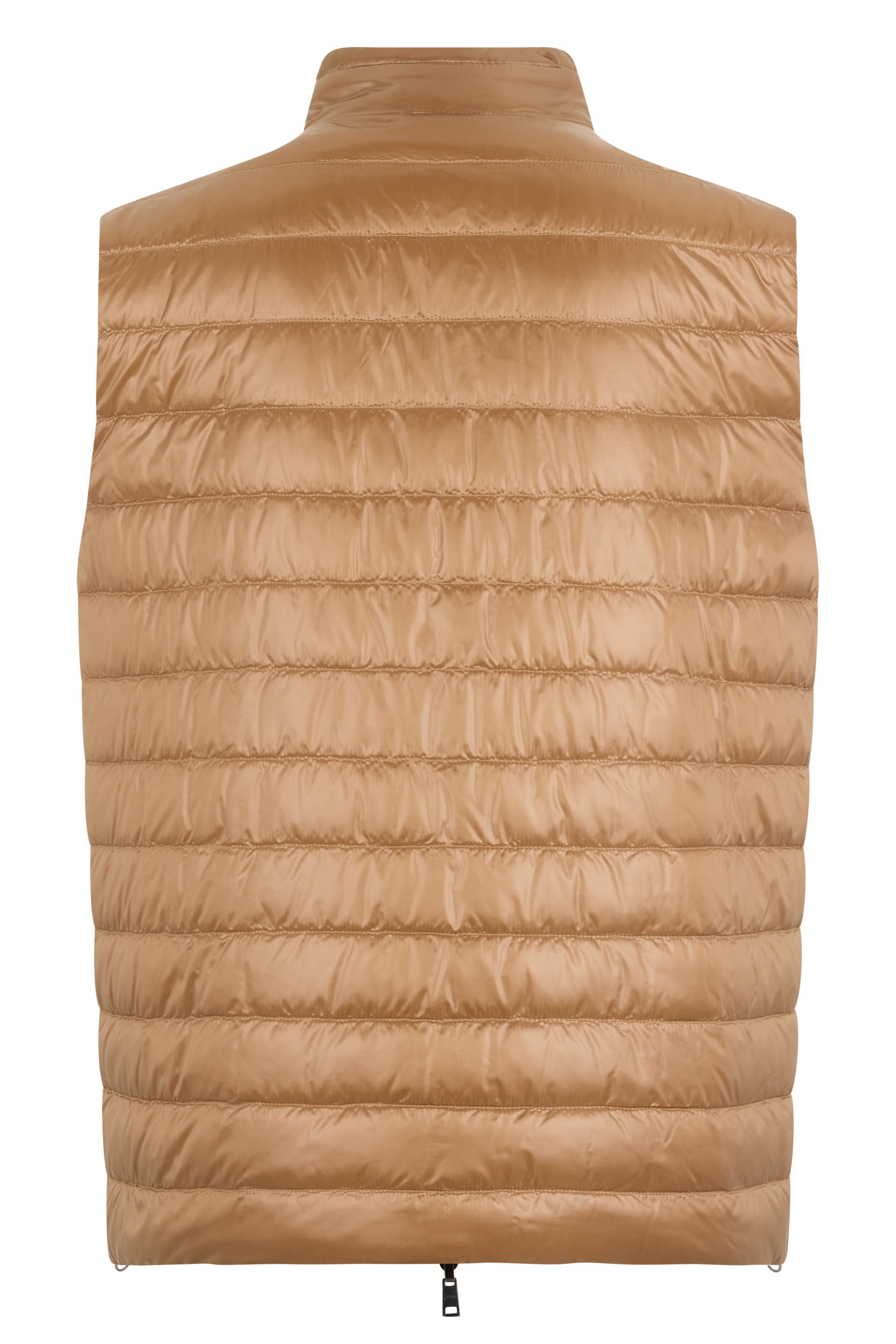Padded gilet in beige color with zip and high neck