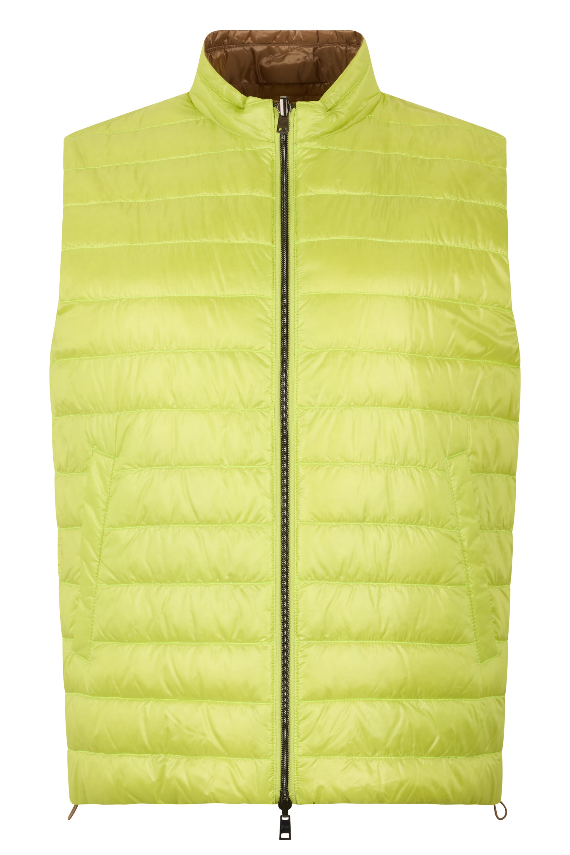 Yellow padded gilet with zip in versatile and casual design