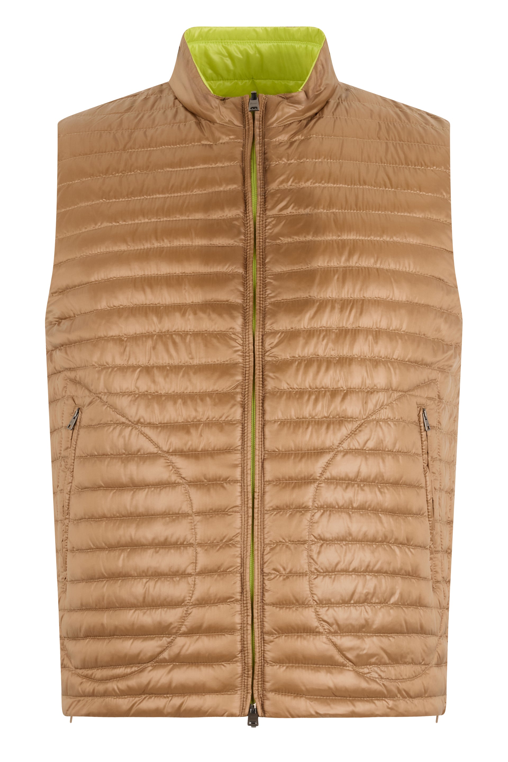 Yellow padded gilet with zip in versatile and casual design