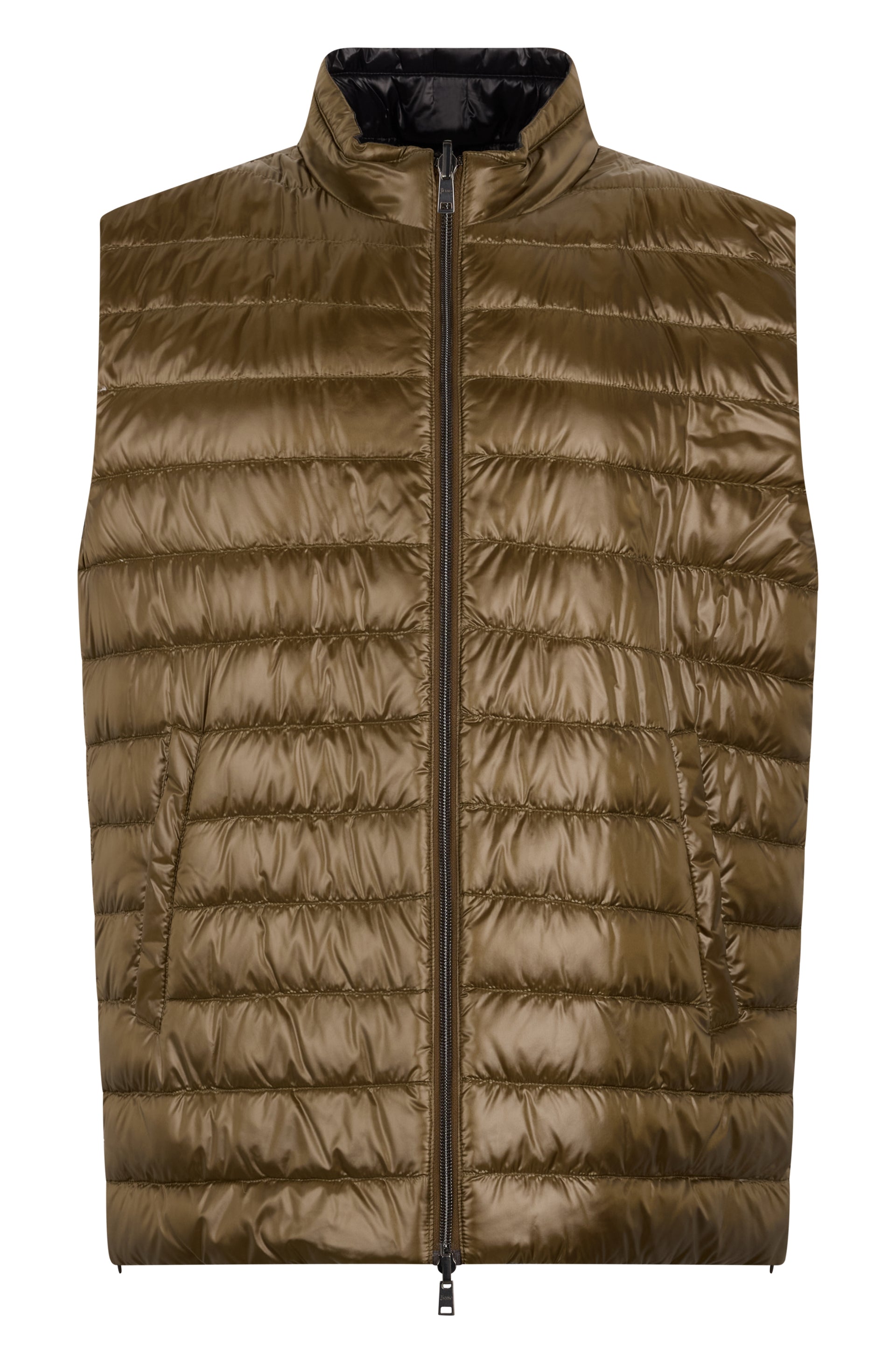 Padded gilet in khaki color with elegant zip