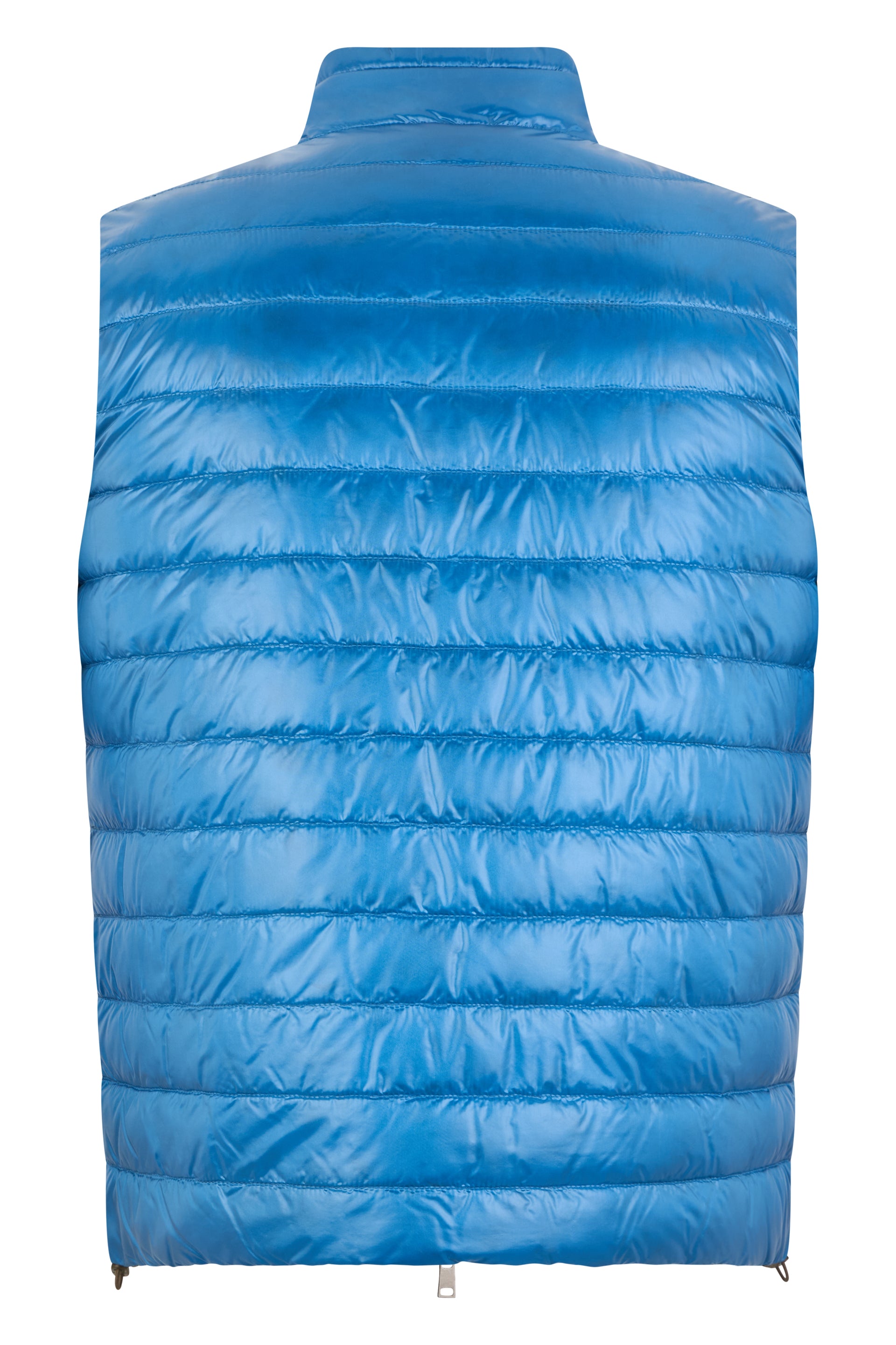 Padded vest in blue color with zip and high collar