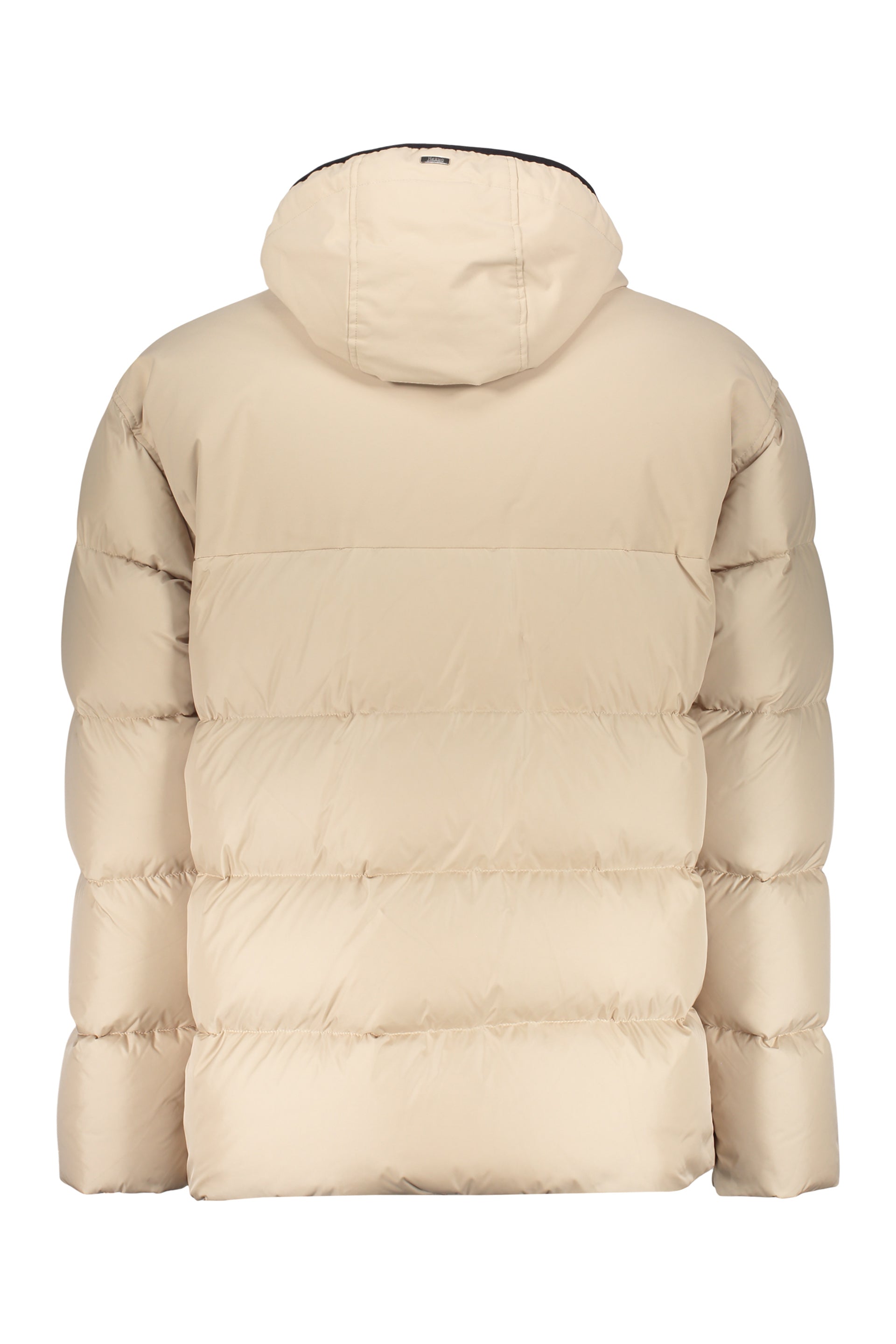 Beige padded jacket with adjustable hood